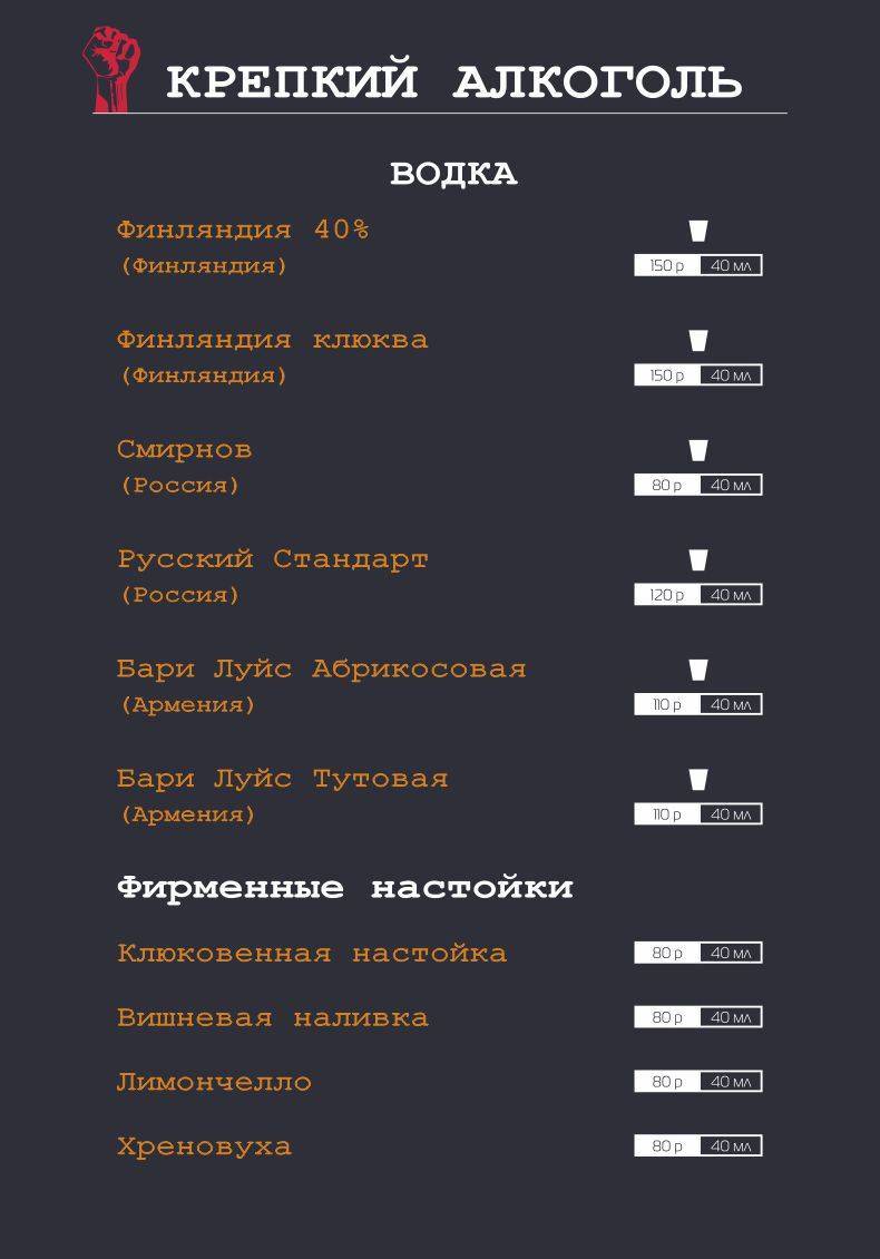 Карамзинъ меню