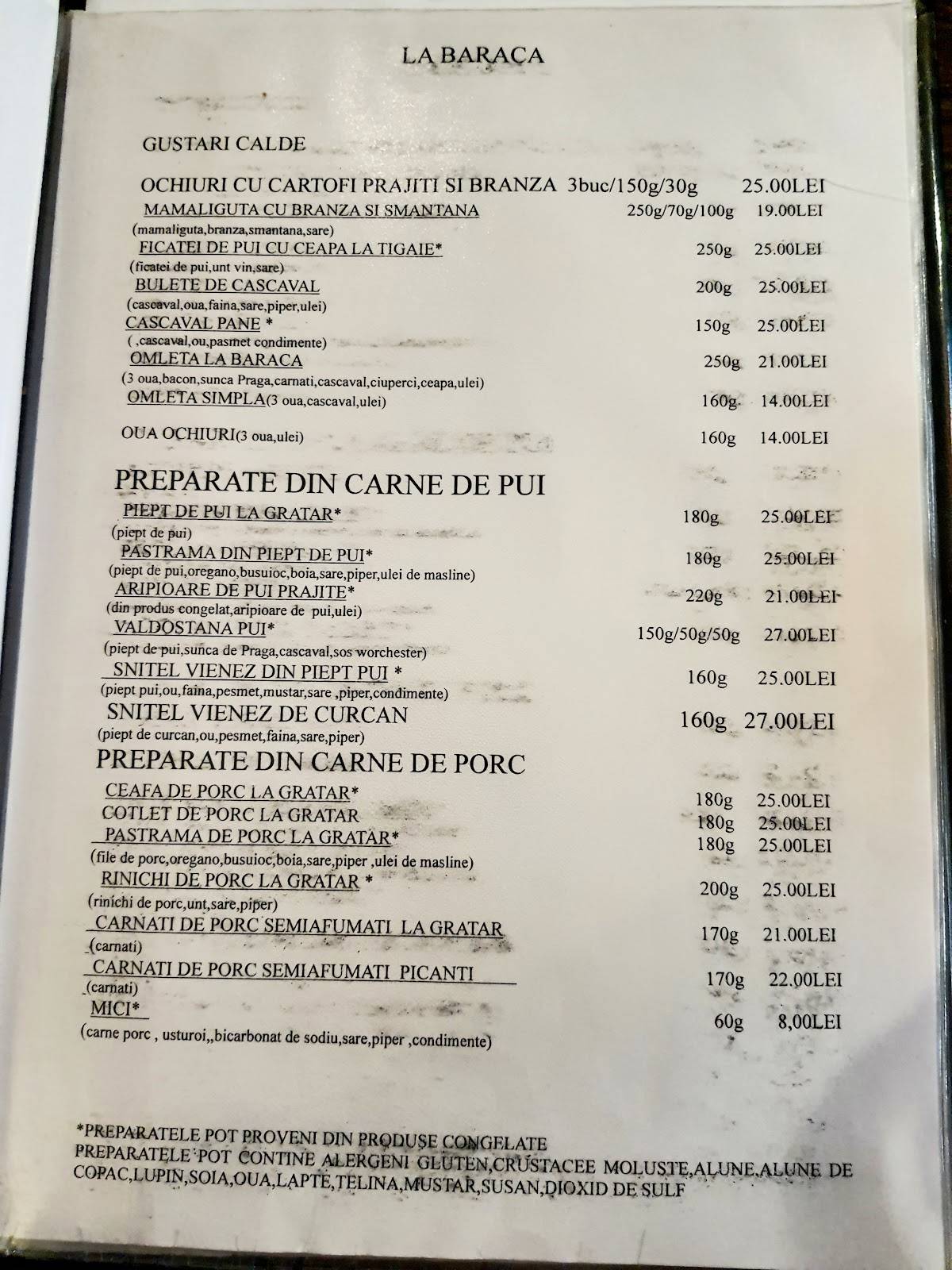 La Baraca меню