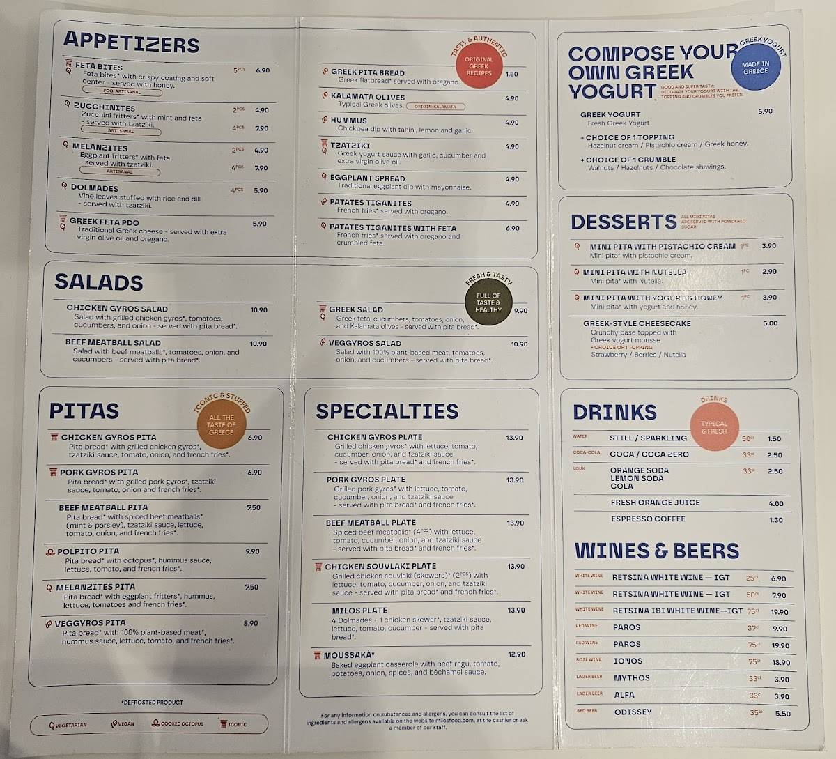 Milos Greek Food - Regina Margherita меню