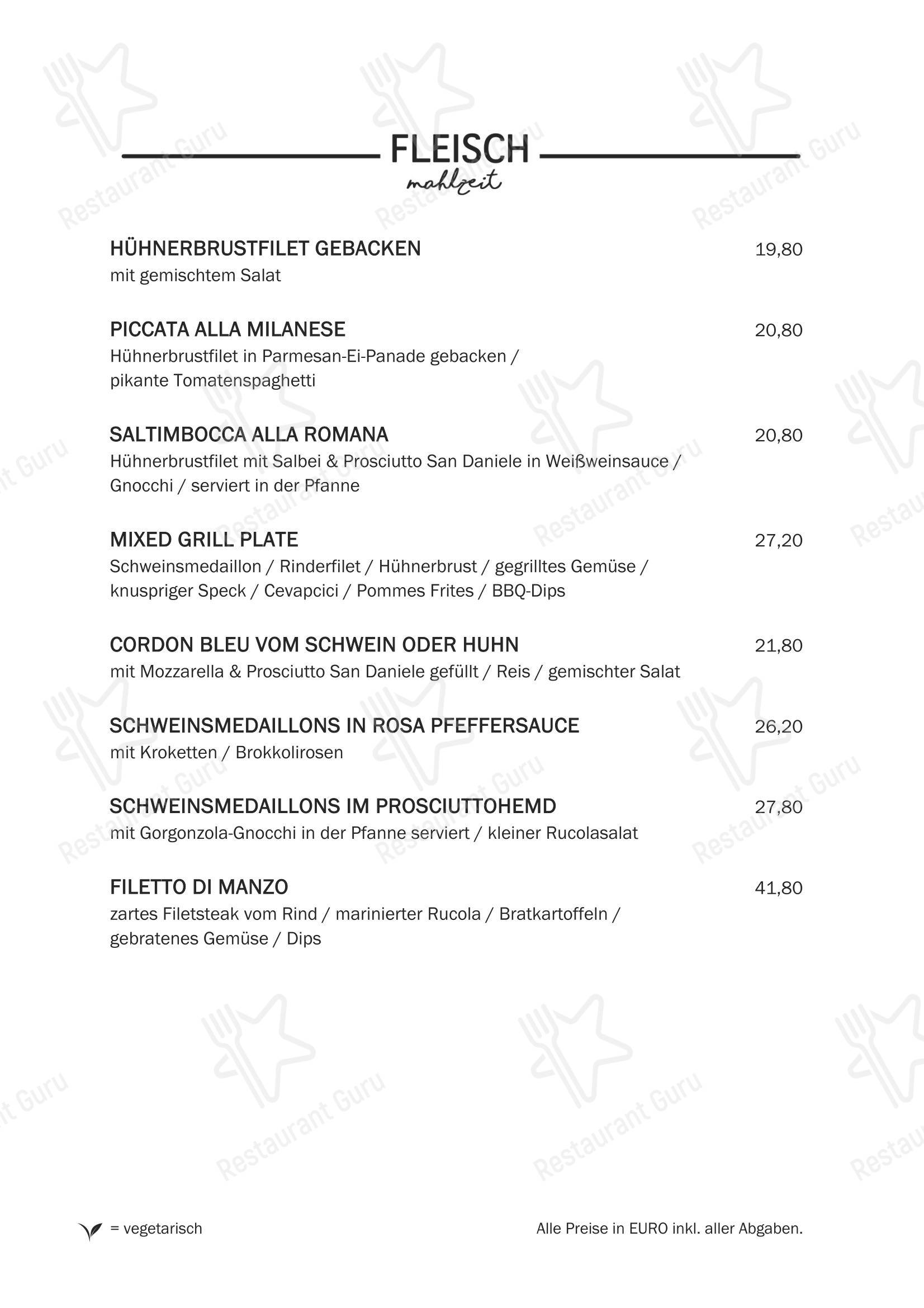 Меню напитков пиццерии Restaurant Pasta