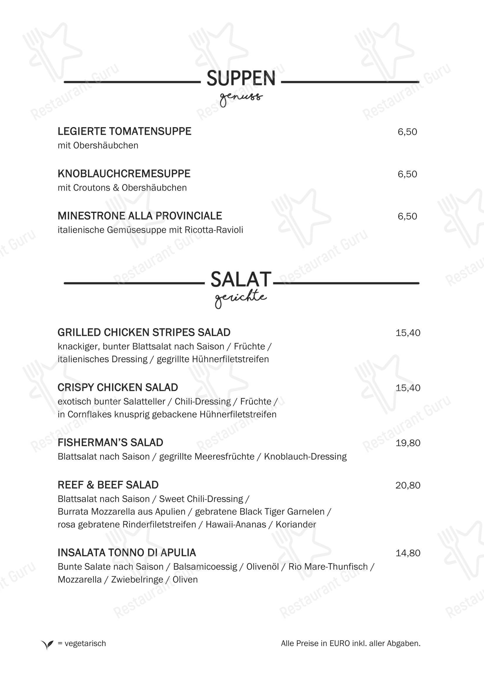 Меню напитков пиццерии Restaurant Pasta в Мёдлинге