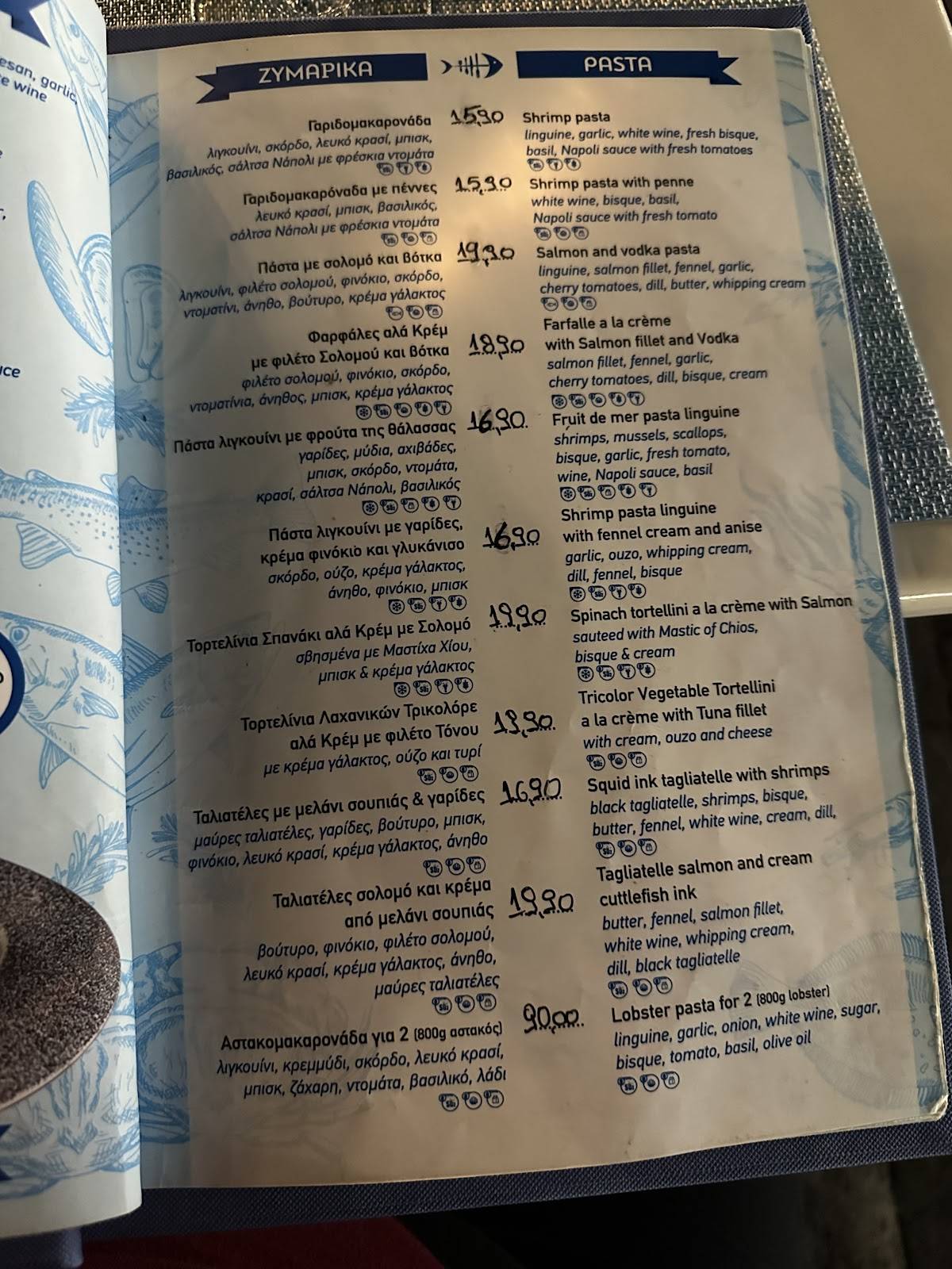 Restaurant Pescadoro меню