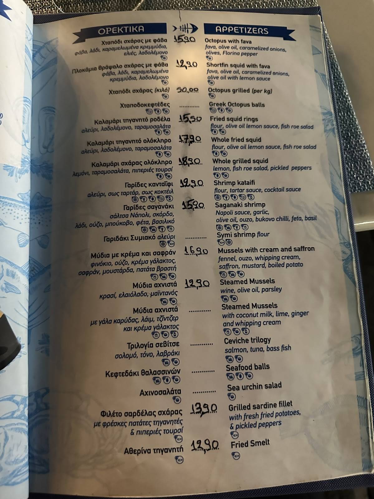Restaurant Pescadoro меню