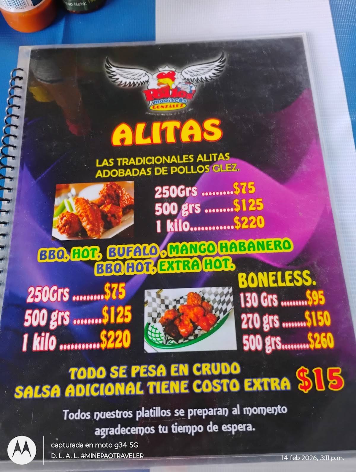 Pollos González меню