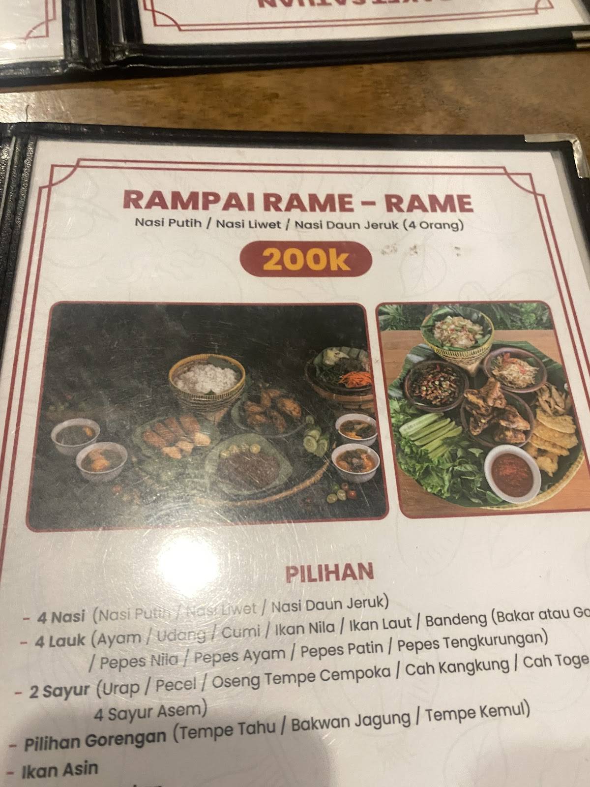 RAJA RAMPAI RESTO меню