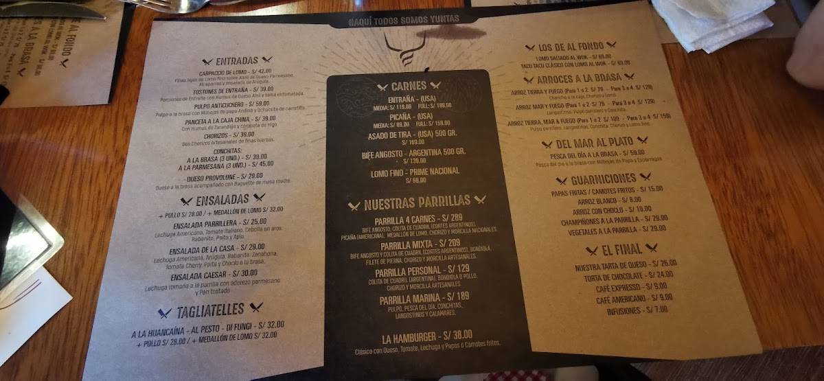 Restaurant Yunta меню