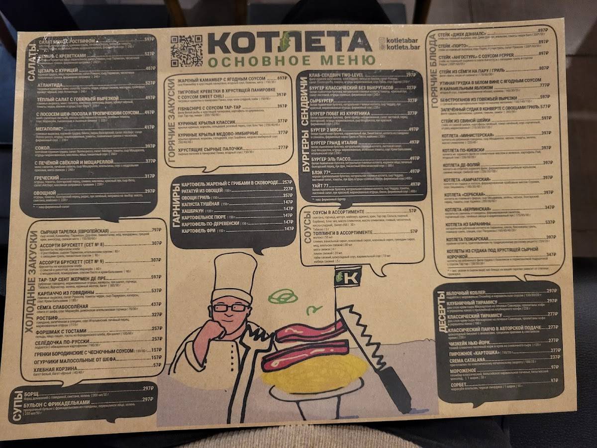 Котлета меню