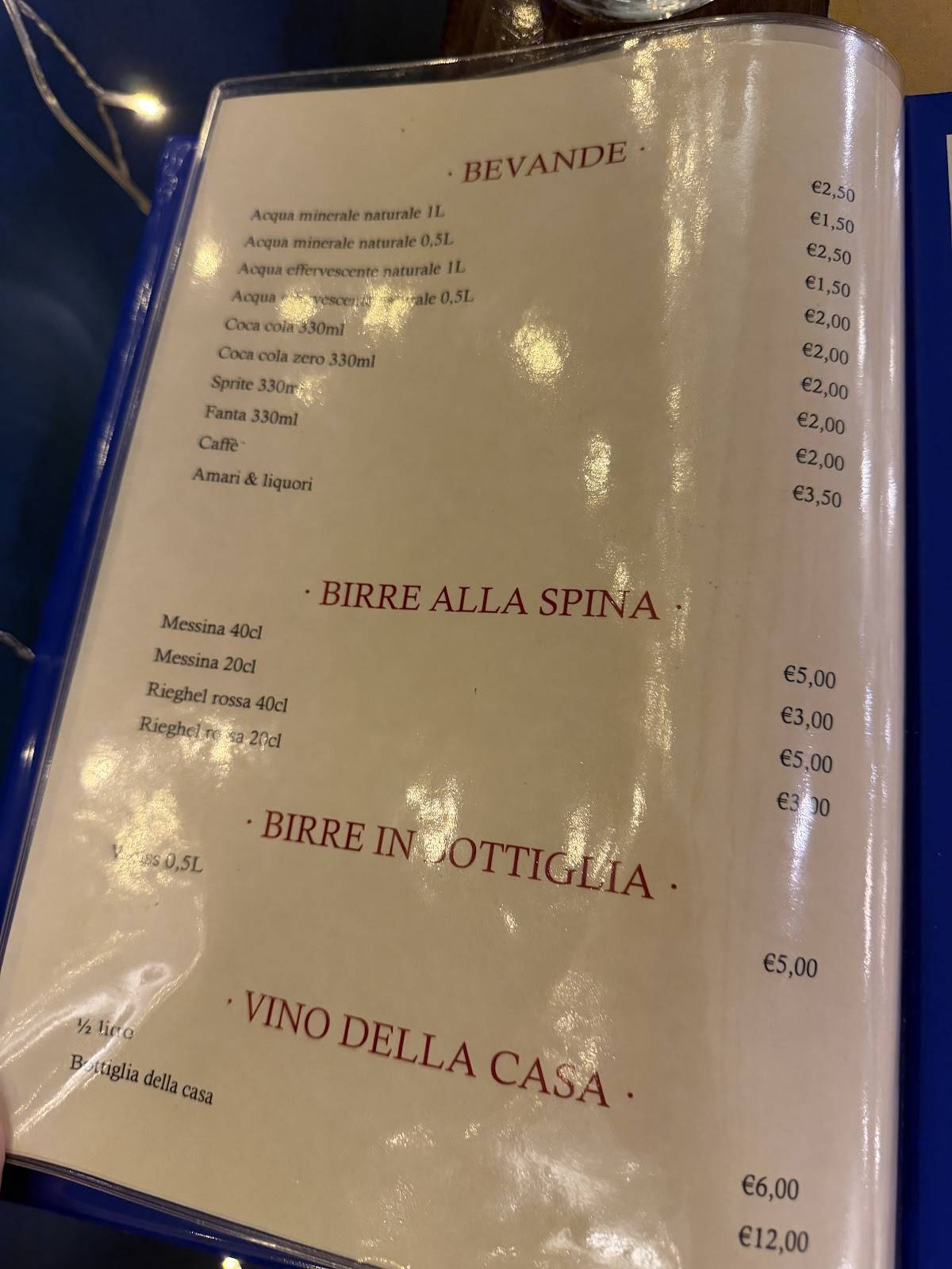 Ristorante Nicò меню
