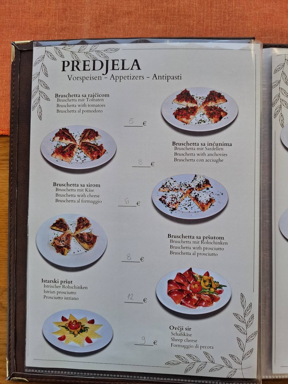 STEAK HOUSE INTRADE ROVINJ меню