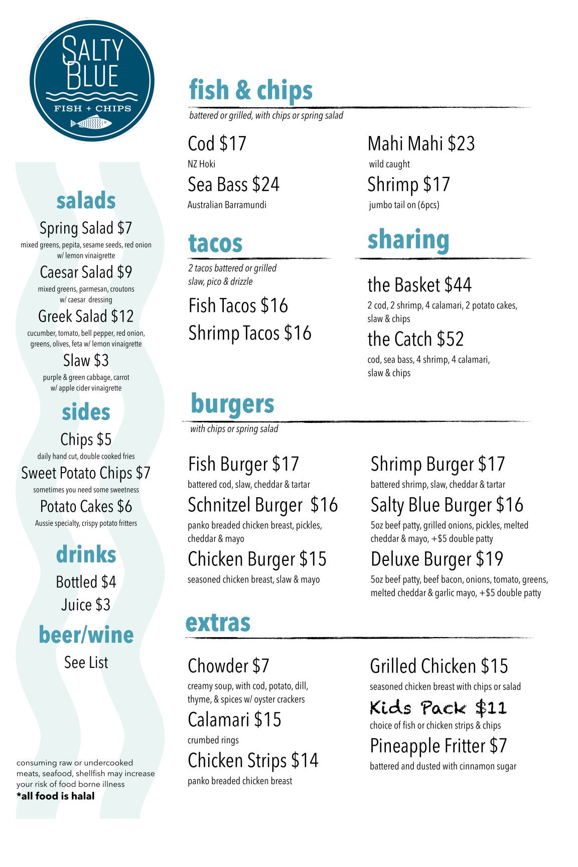 Salty Blue Fish & Chips меню