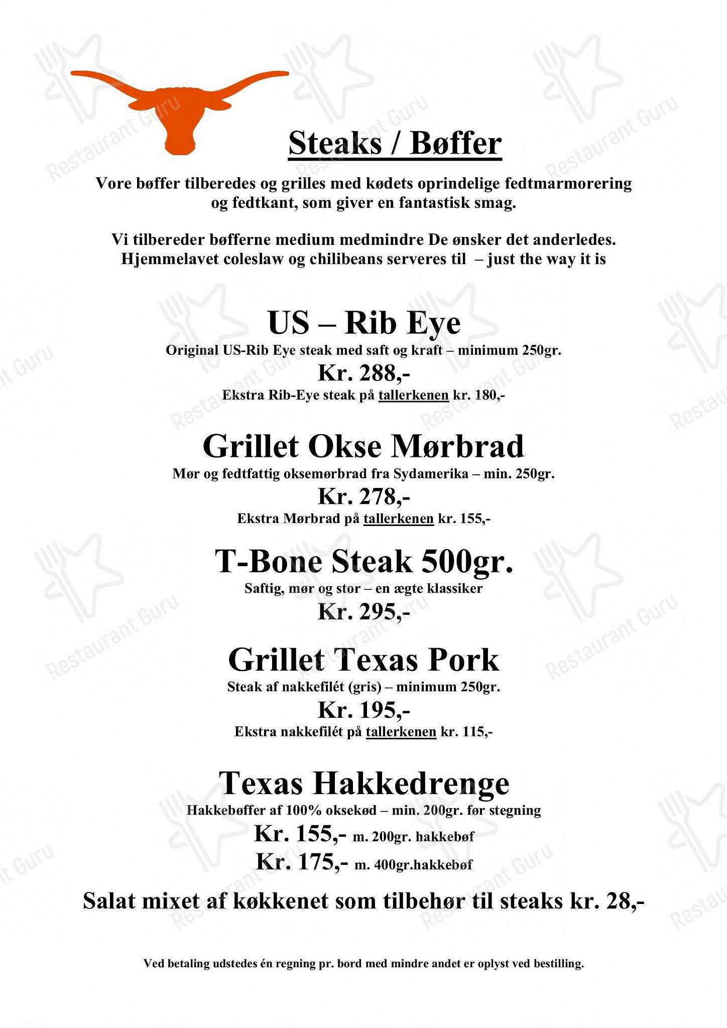 Wine Menu ресторана Texas Bornholm