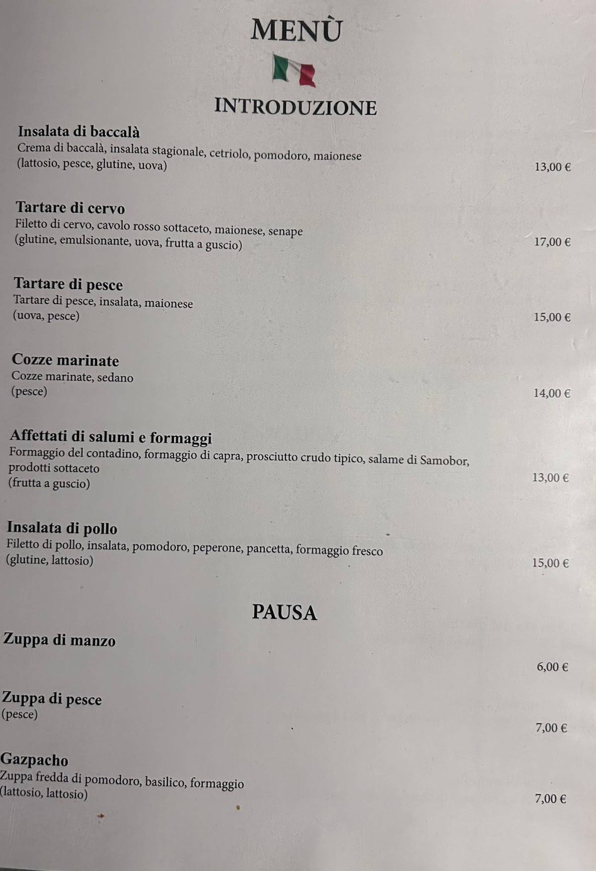Restaurant Uvertira меню