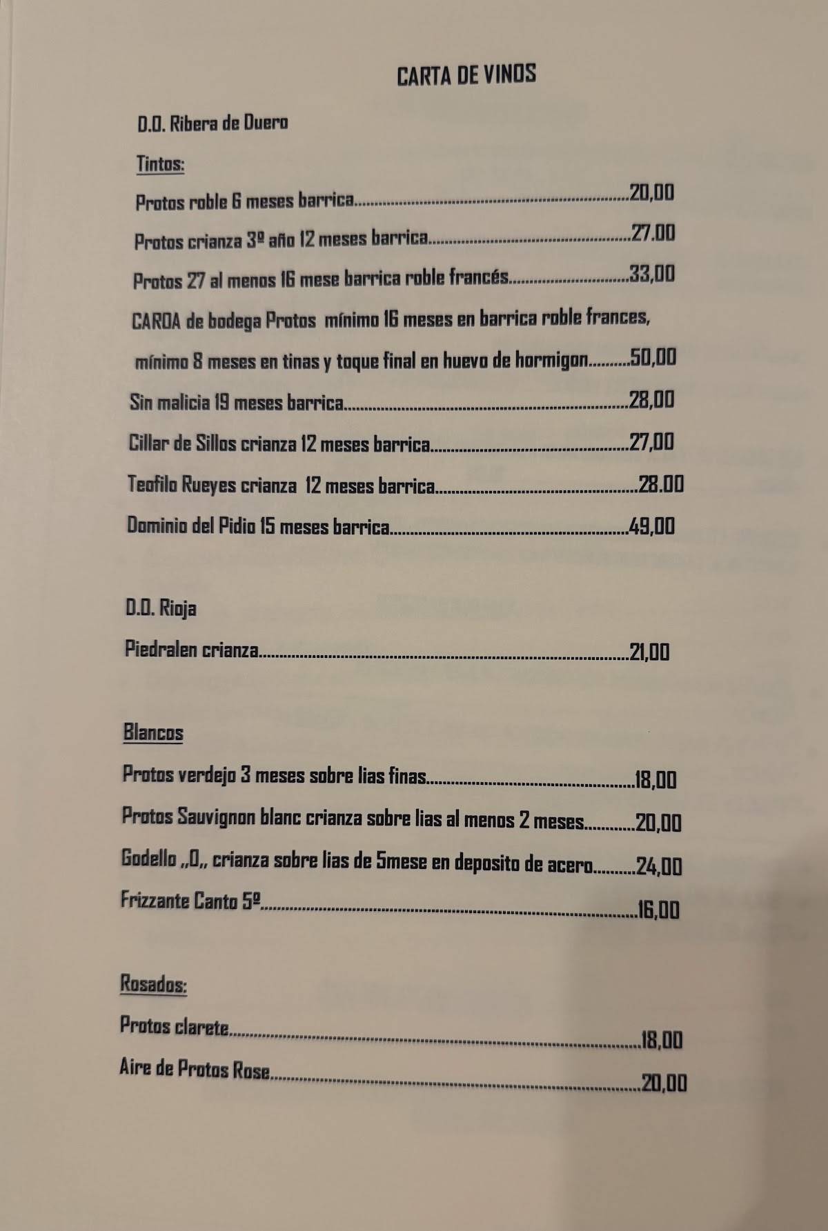 Restaurante Casaquemada меню