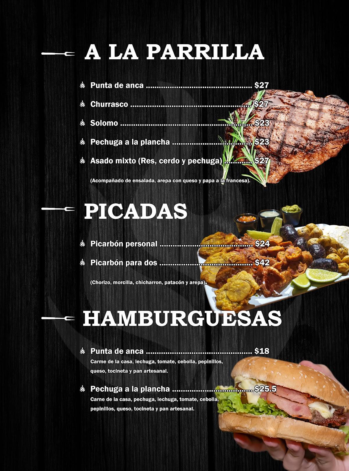 Ricarbón Parrilla меню