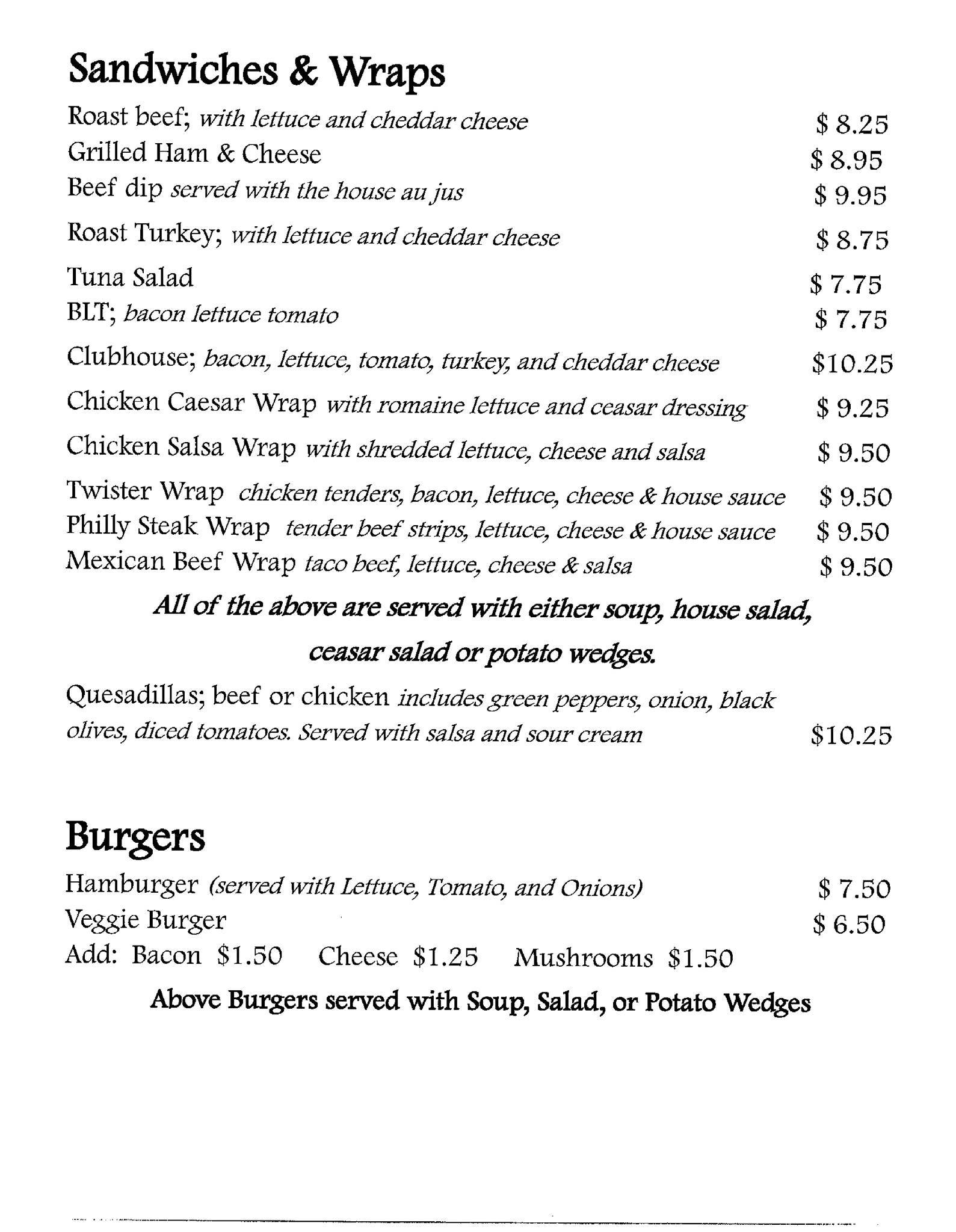 Richard's Family Restaurant меню