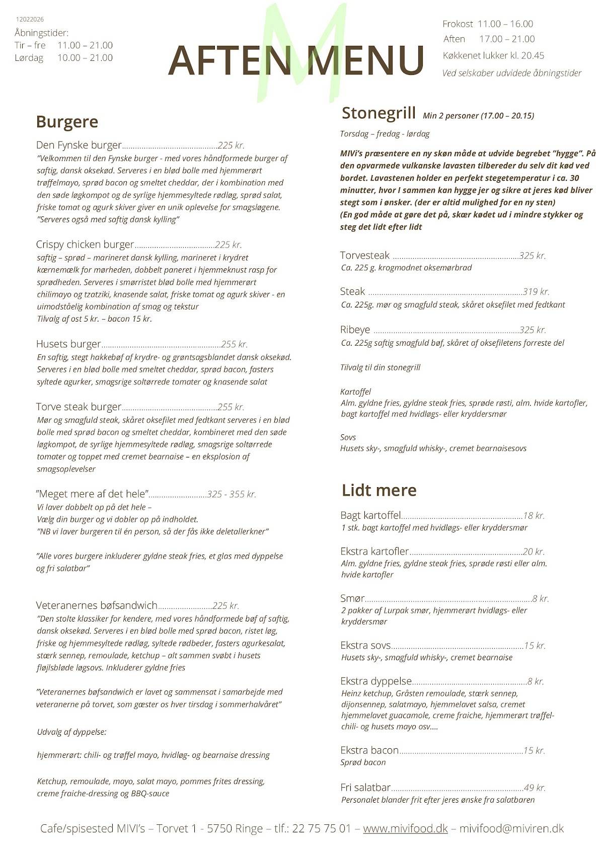MIVI's café & spisested меню