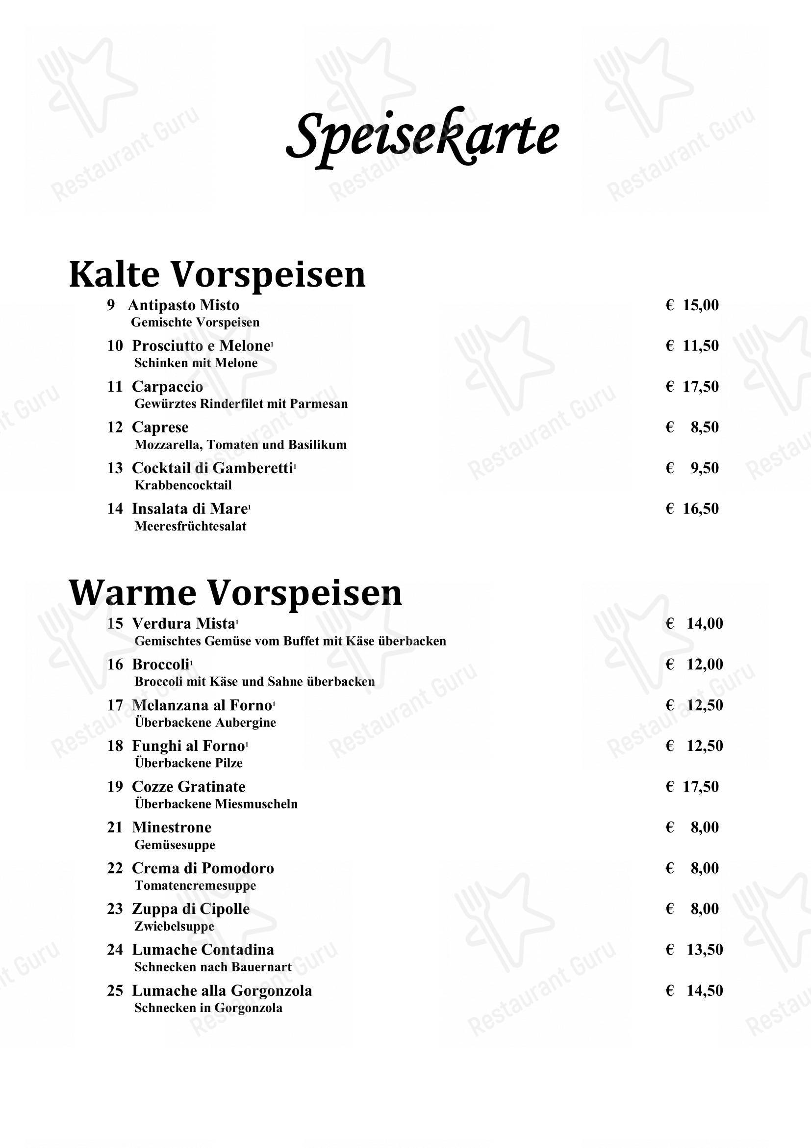 Меню пиццерии Ristorante Angelo - Меню