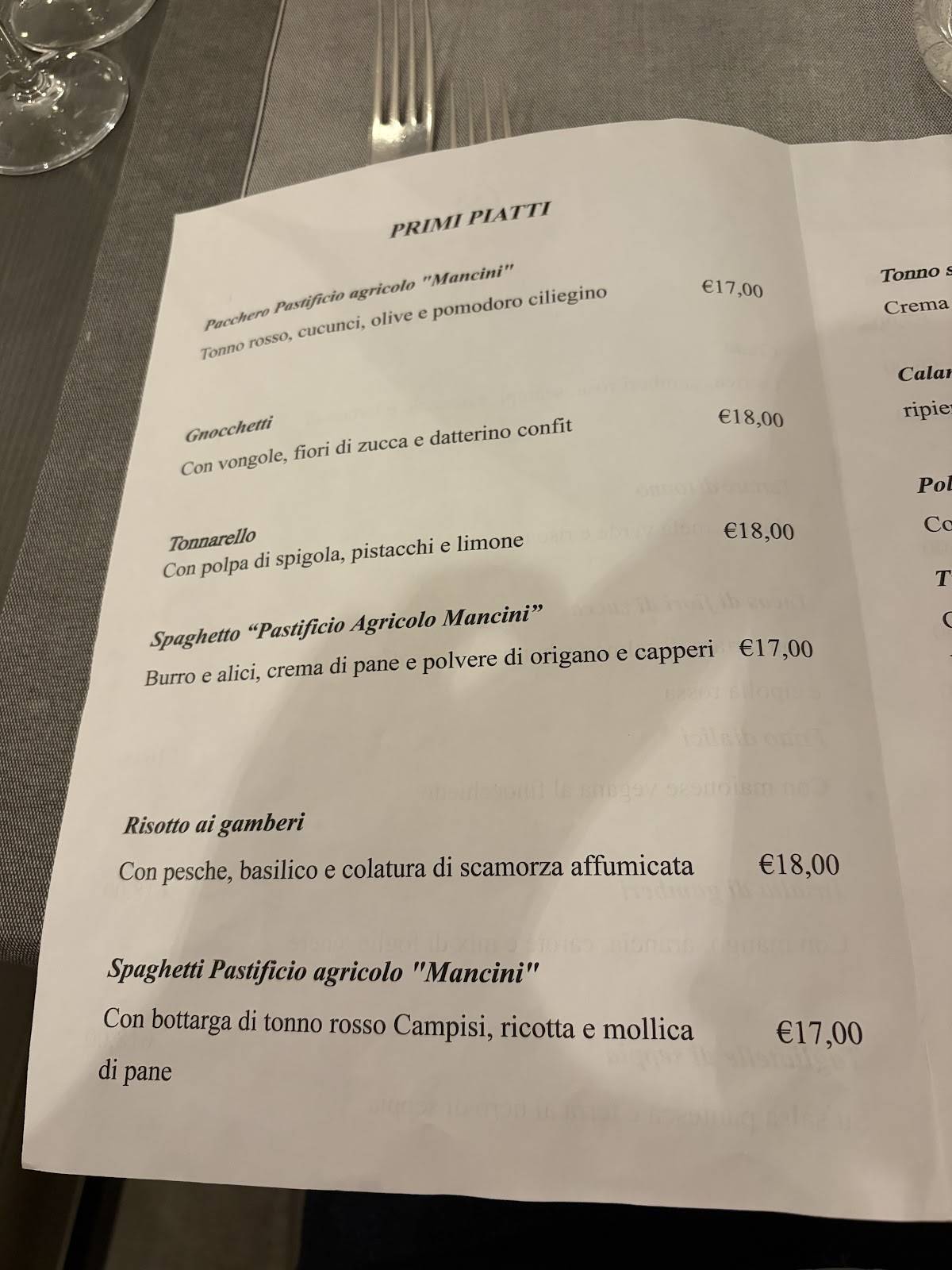 Ristorante Campisi ROMA меню