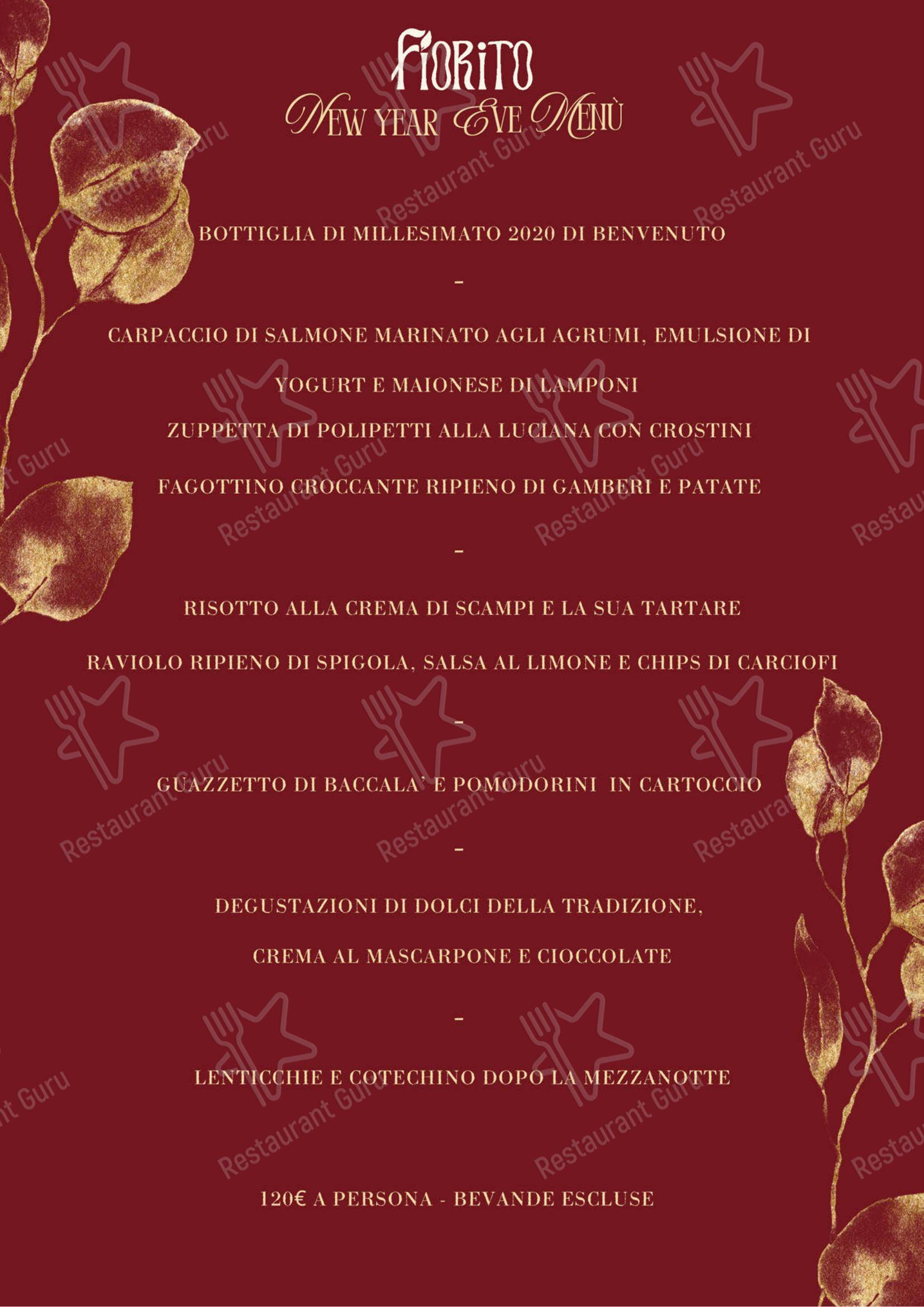 Меню ресторана Ristorante Fiorito - Меню