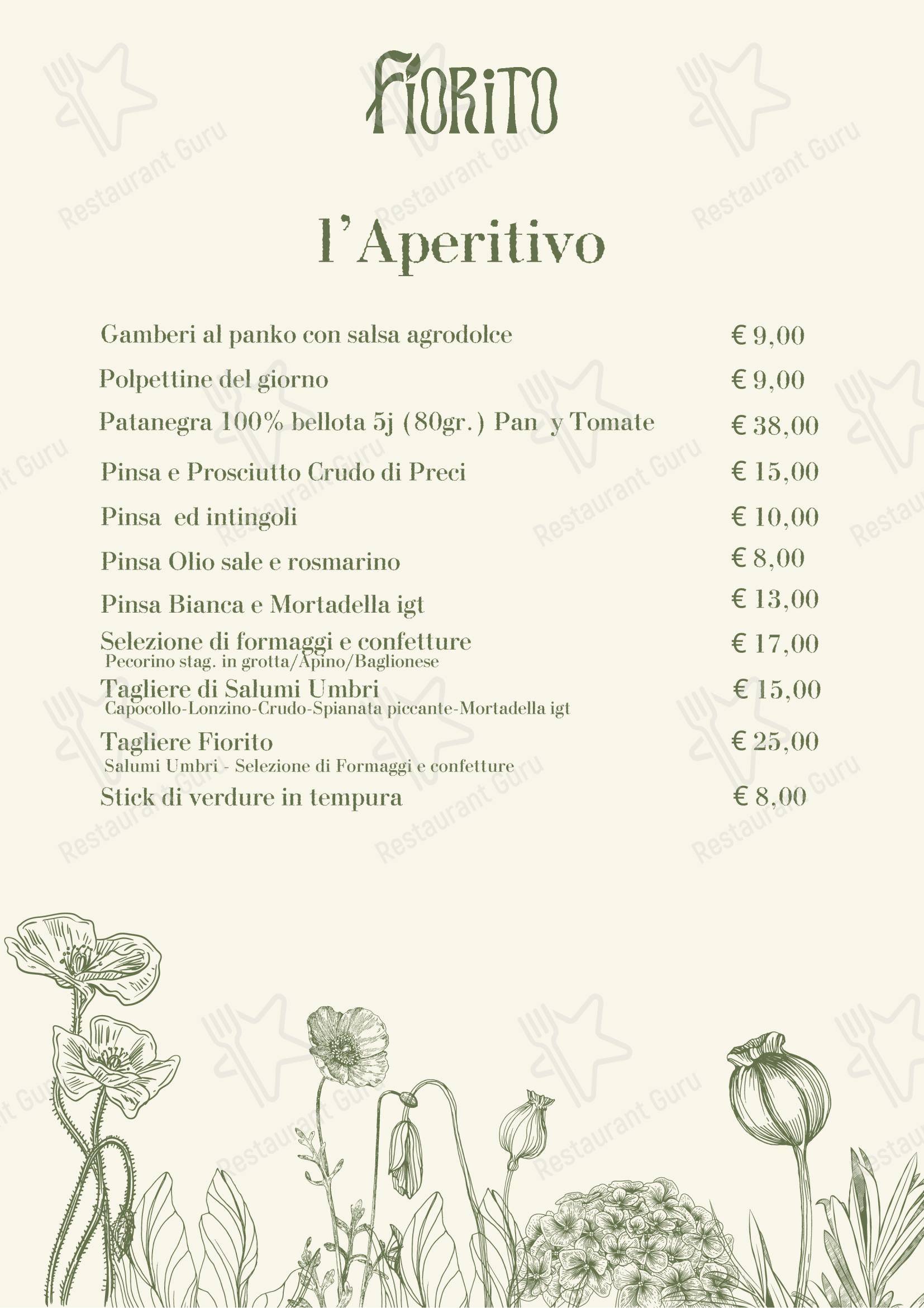 Lunch Menu ресторана Ristorante Fiorito