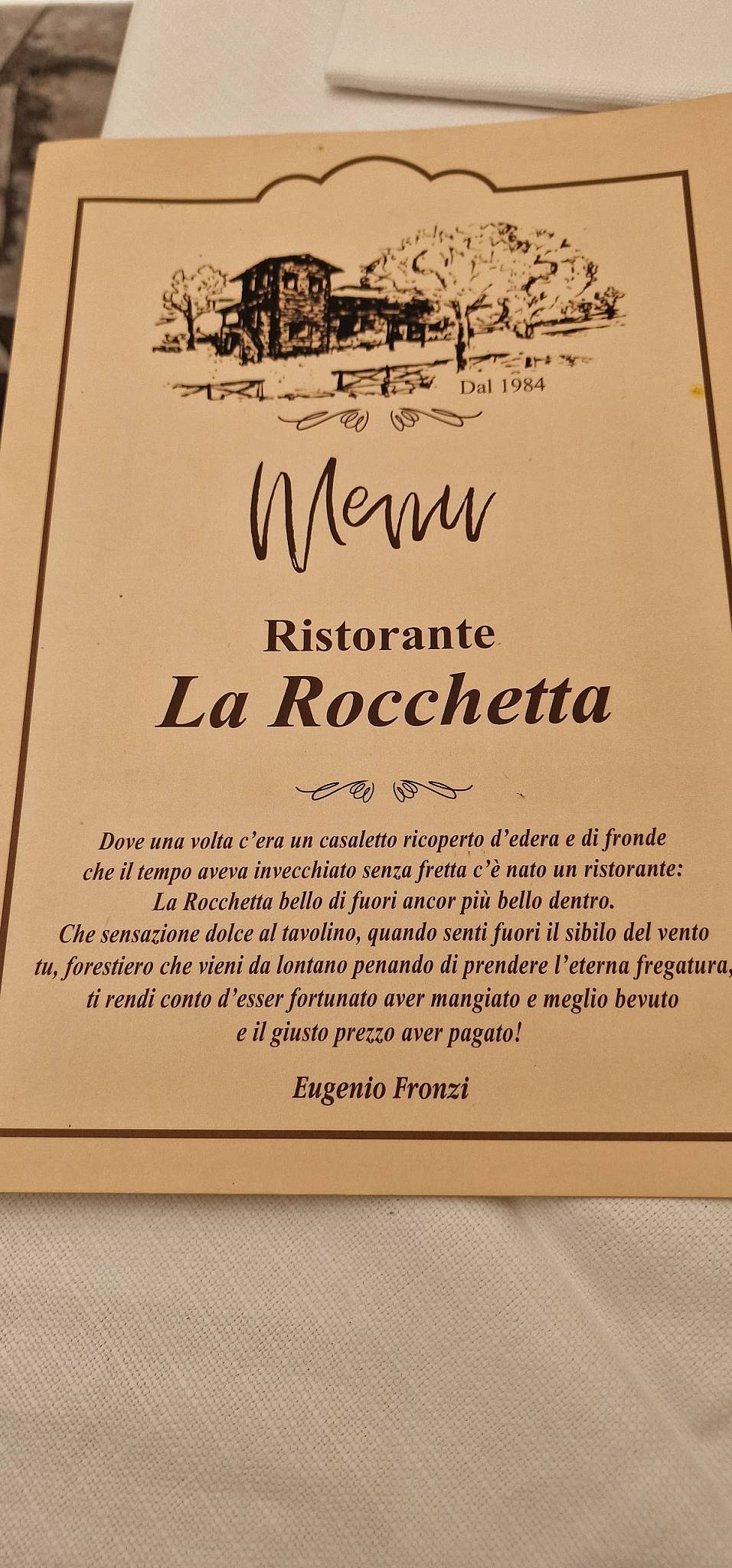 Ristorante La Rocchetta меню