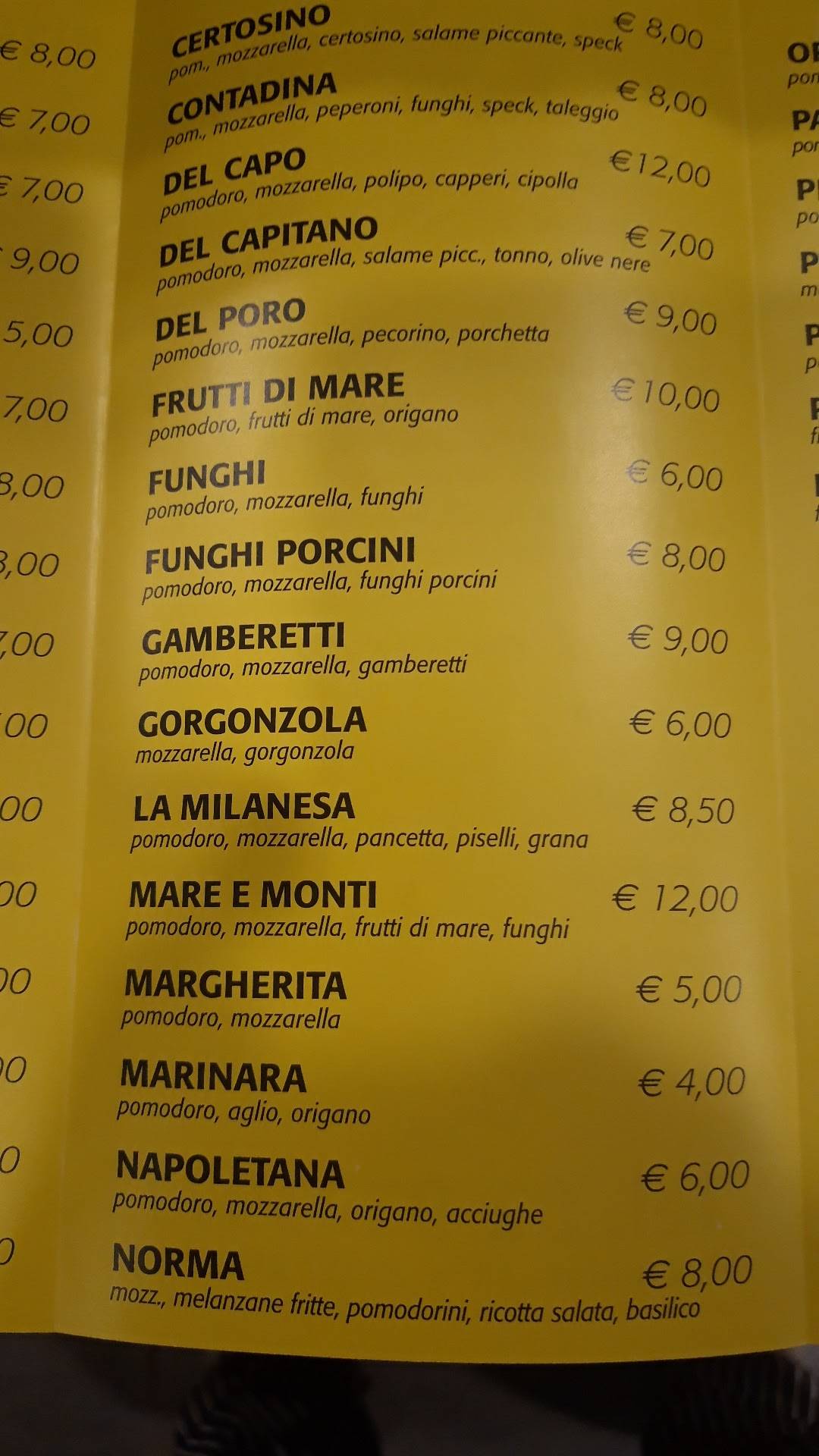 Ristorante Pizzeria Cadorna меню