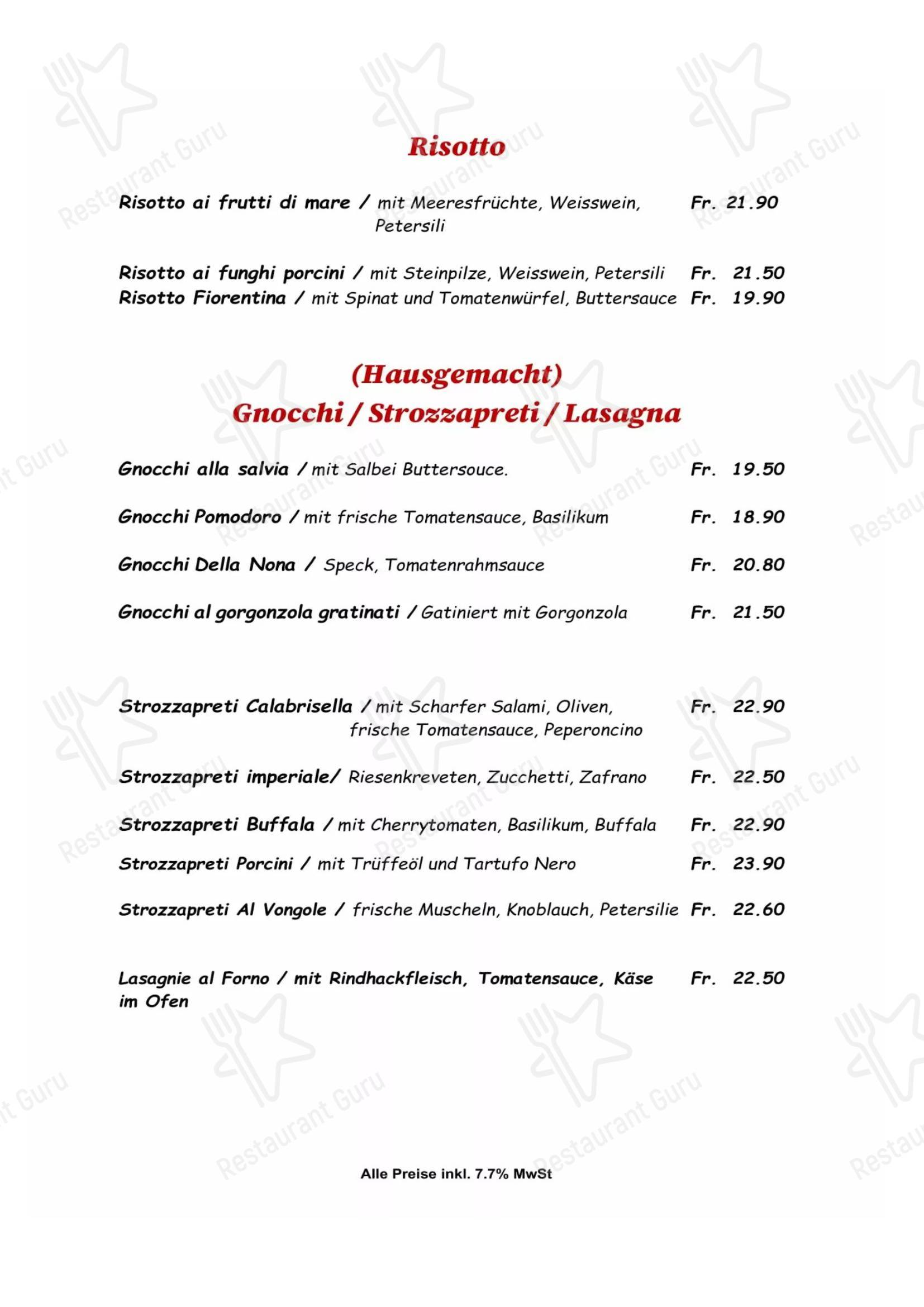Меню пиццерии Ristorante Pizzeria Calabrisella - Меню напитков