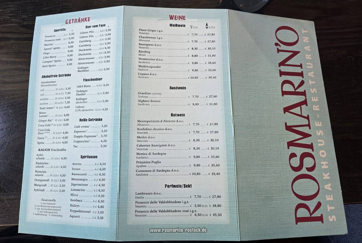 Rosmarin'o Rostock меню