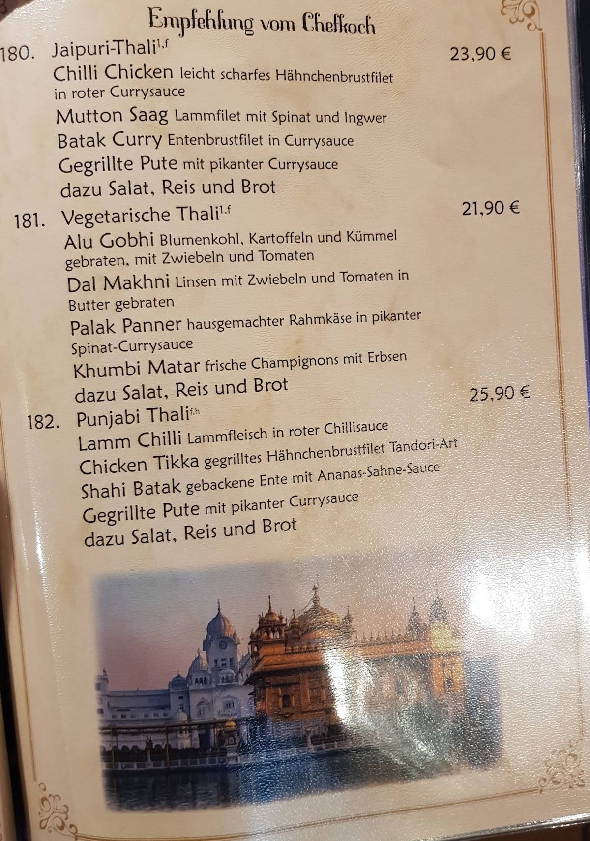 Bombay-Haus меню