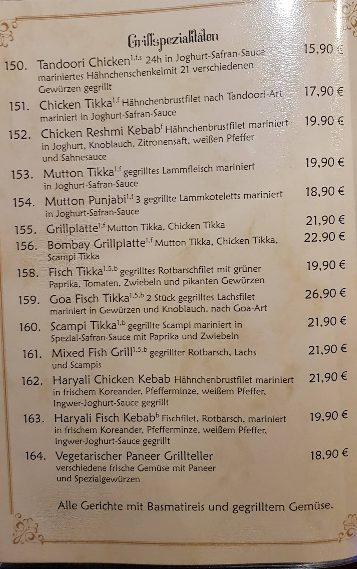 Bombay-Haus меню