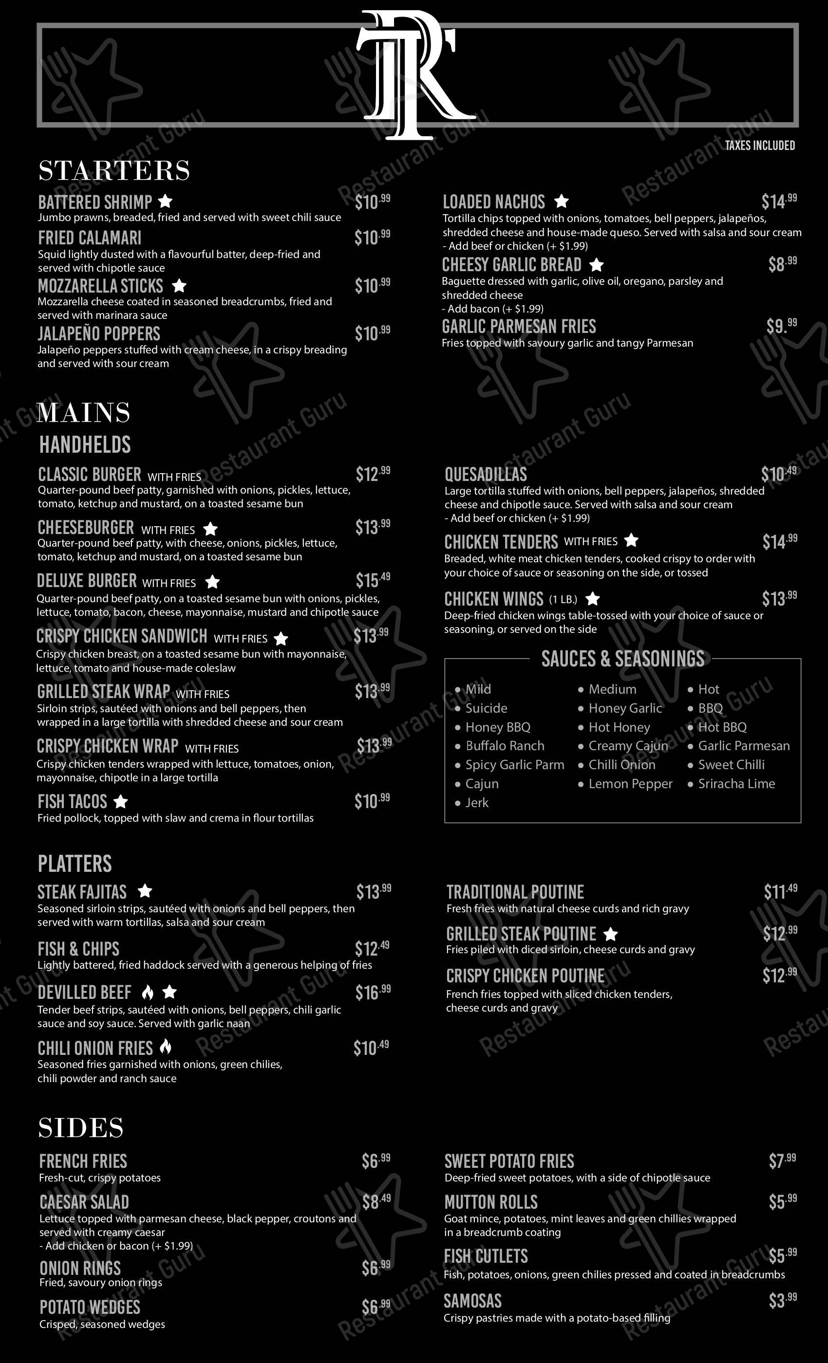 Меню ресторана Round Table Tavern - Меню напитков