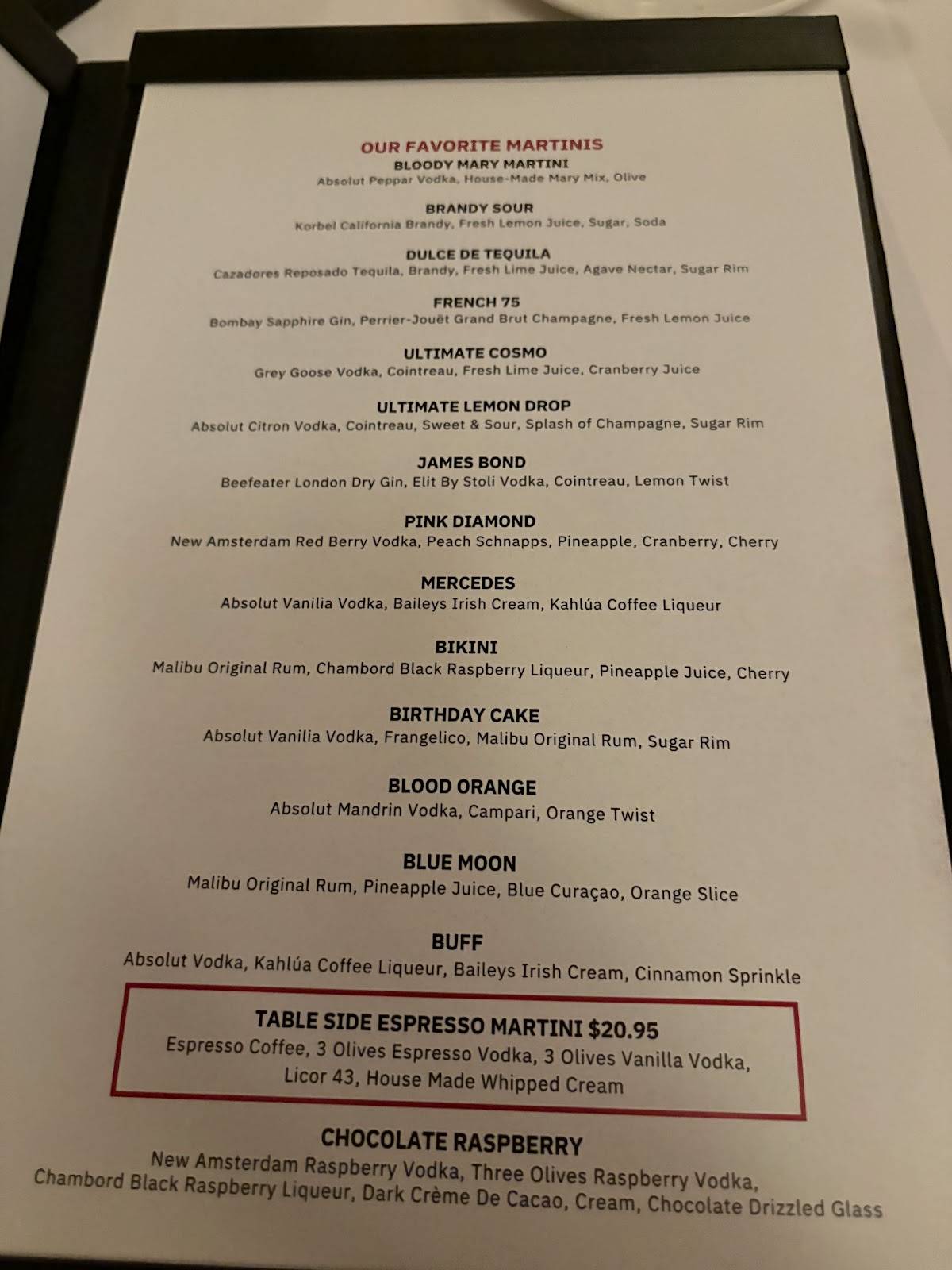 Roxy Restaurant & Bar меню
