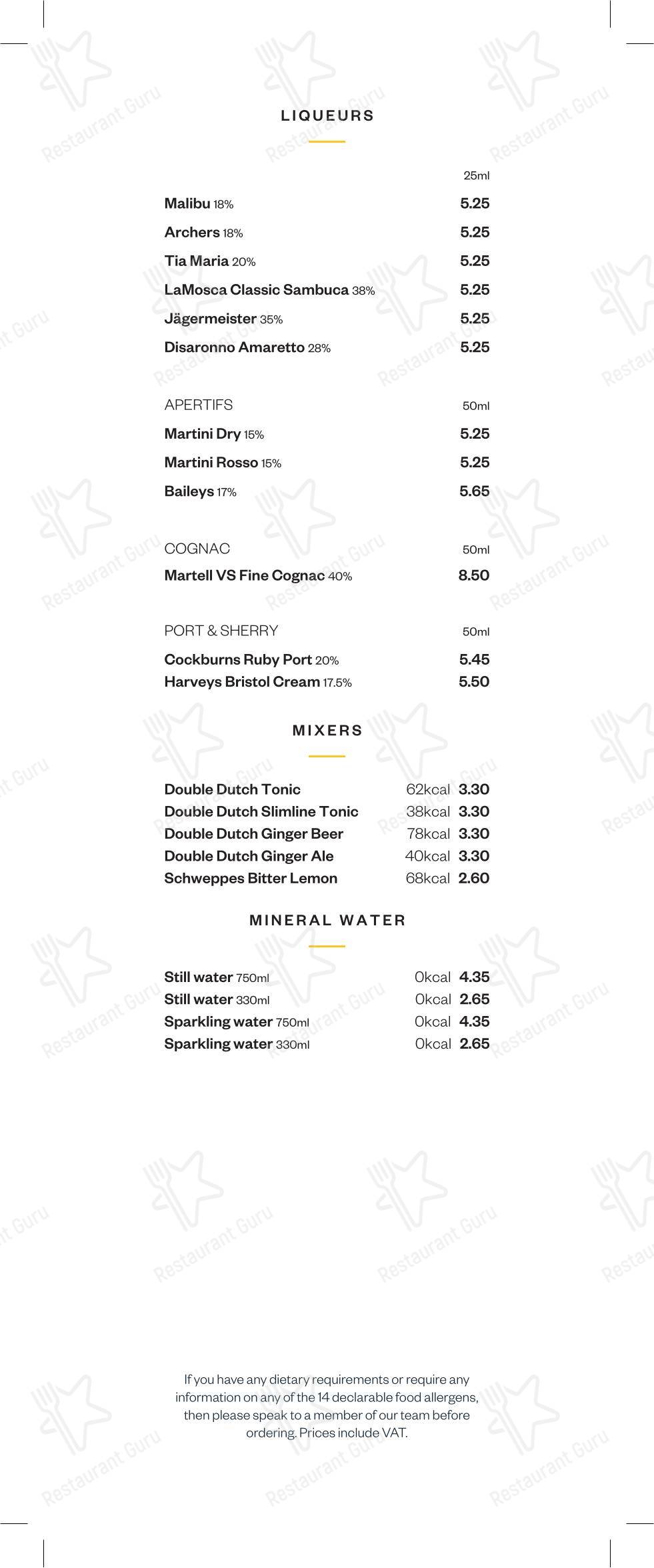 Runyon’s в Манчестере - Lunch Menu