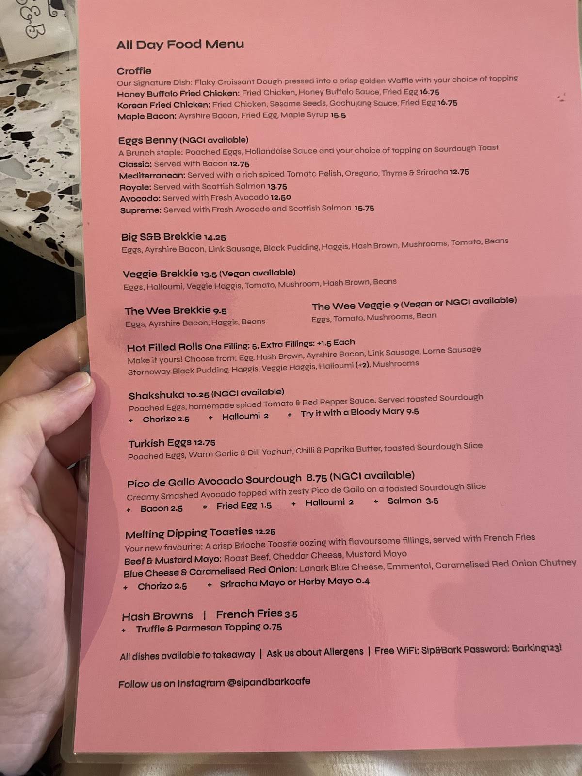 S&B Brunch Bar меню