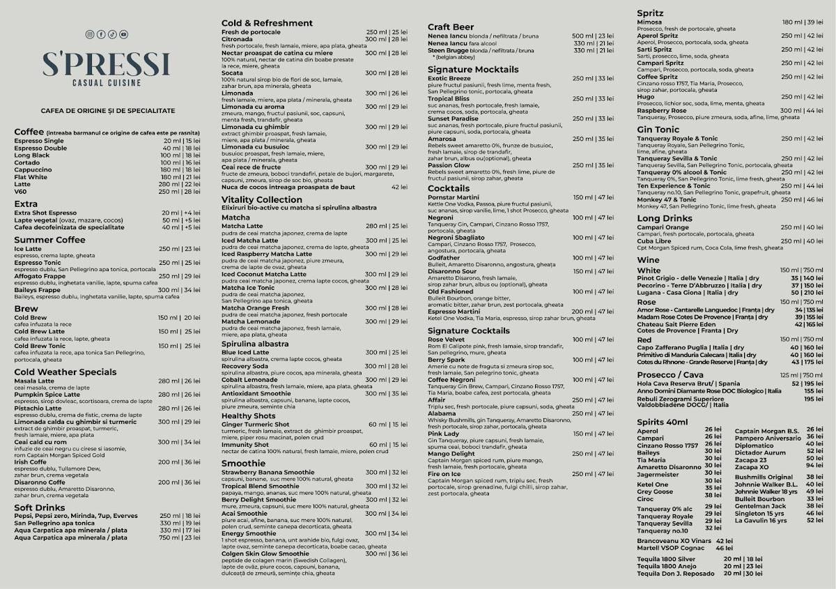 S'PRESSI Casual Cuisine меню