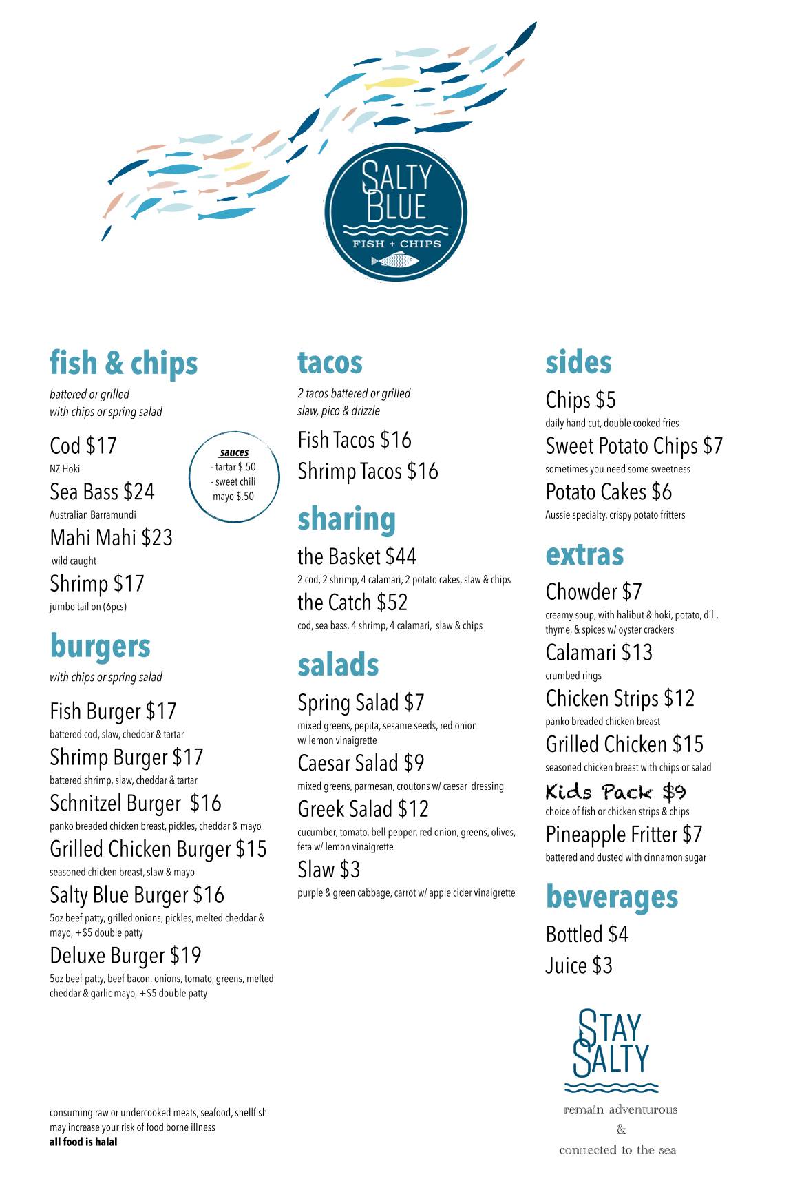 Salty Blue Fish & Chips меню
