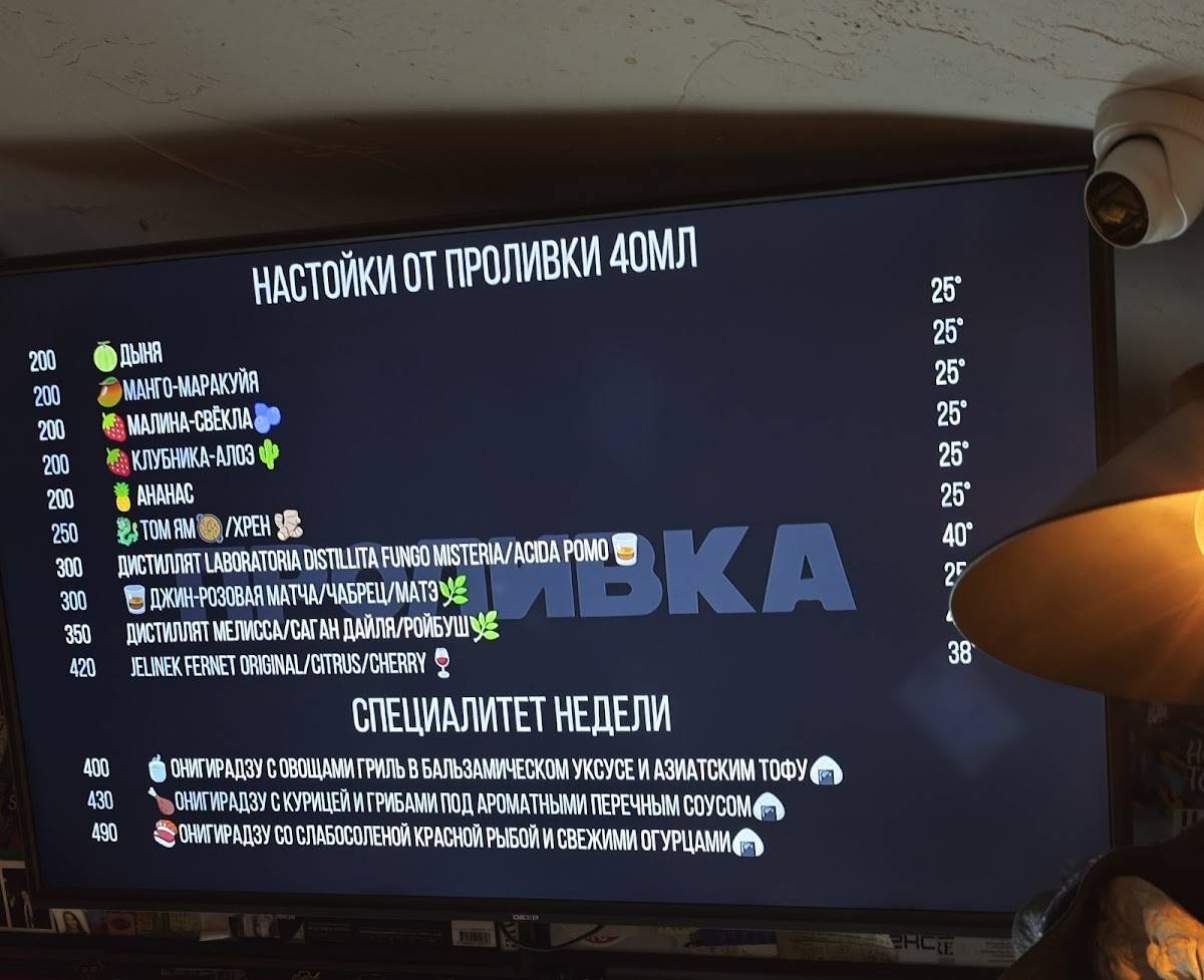 Гастробар Проливошная меню