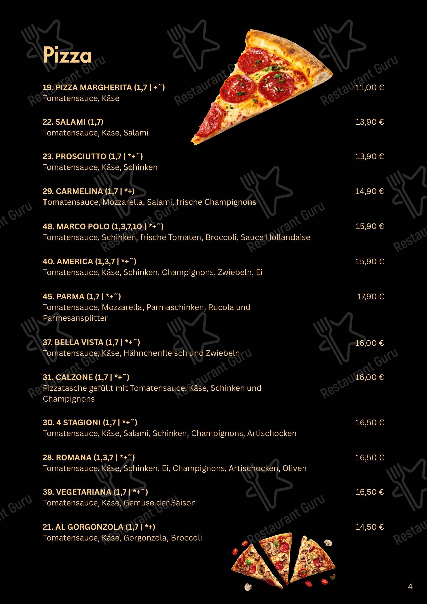 Меню напитков пиццерии San Remo Eiscafé, Pizzeria und Restaurant - Rerik