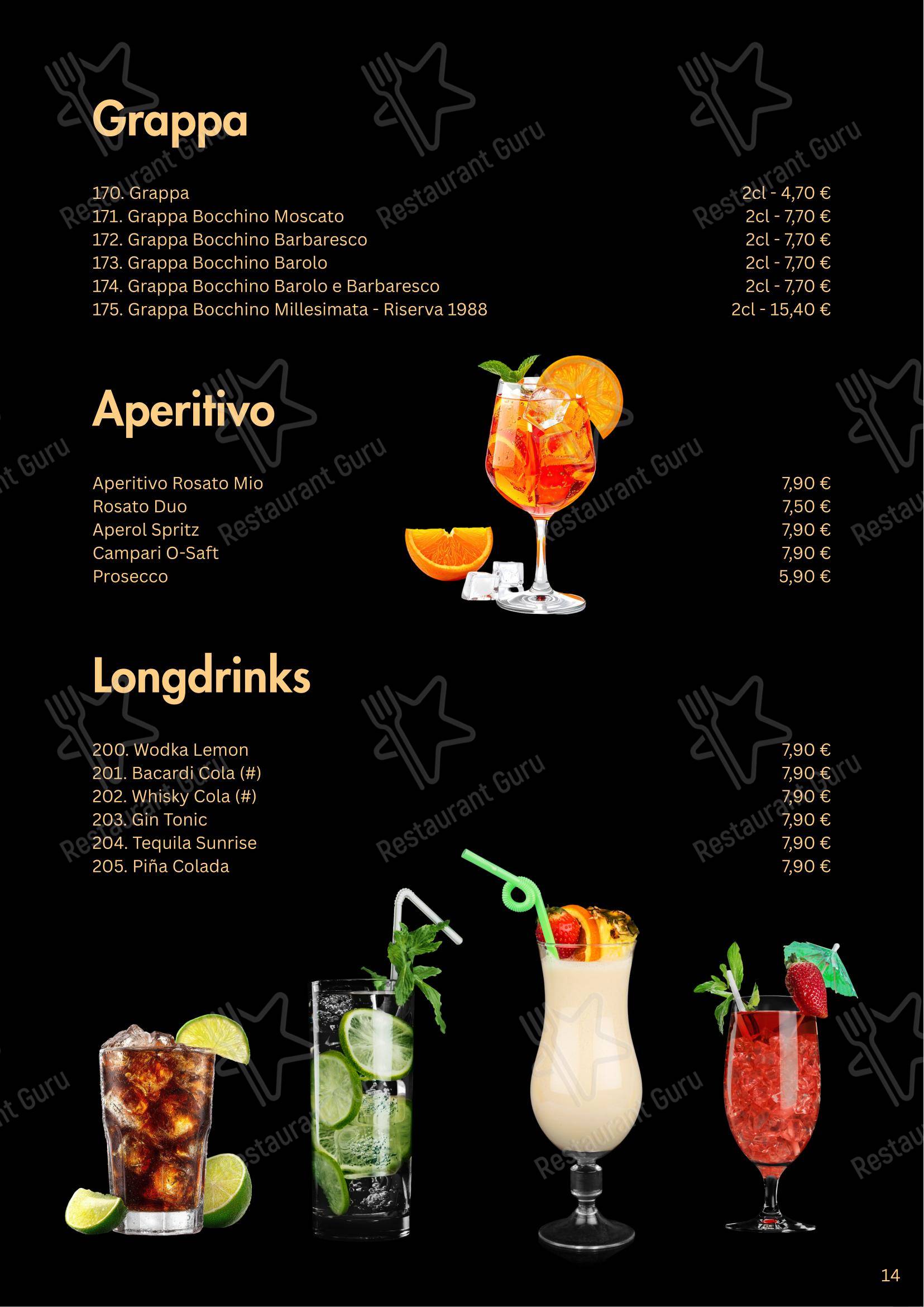 Меню напитков пиццерии San Remo Eiscafé, Pizzeria und Restaurant - Rerik
