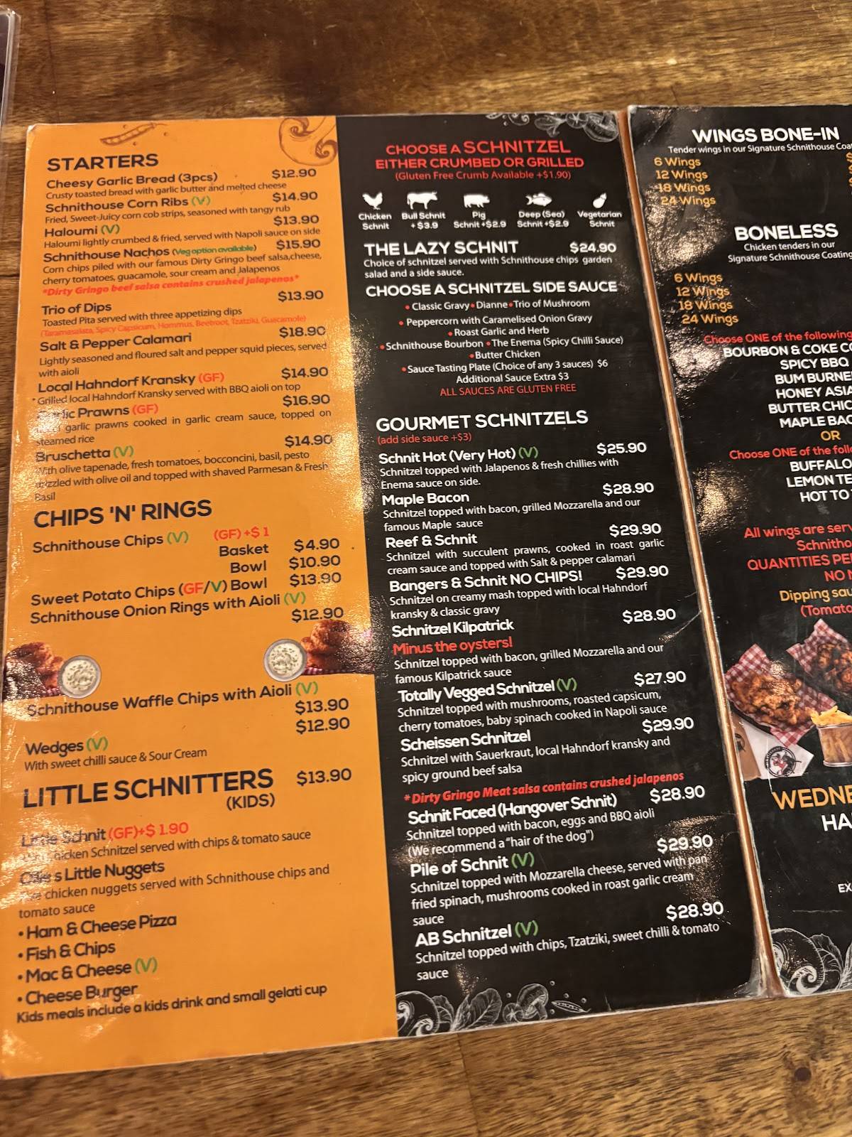 Schnithouse Rundle St меню