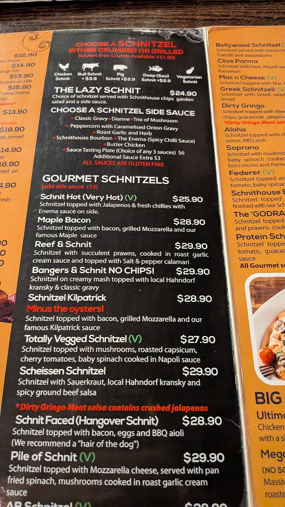 Schnithouse Rundle St меню