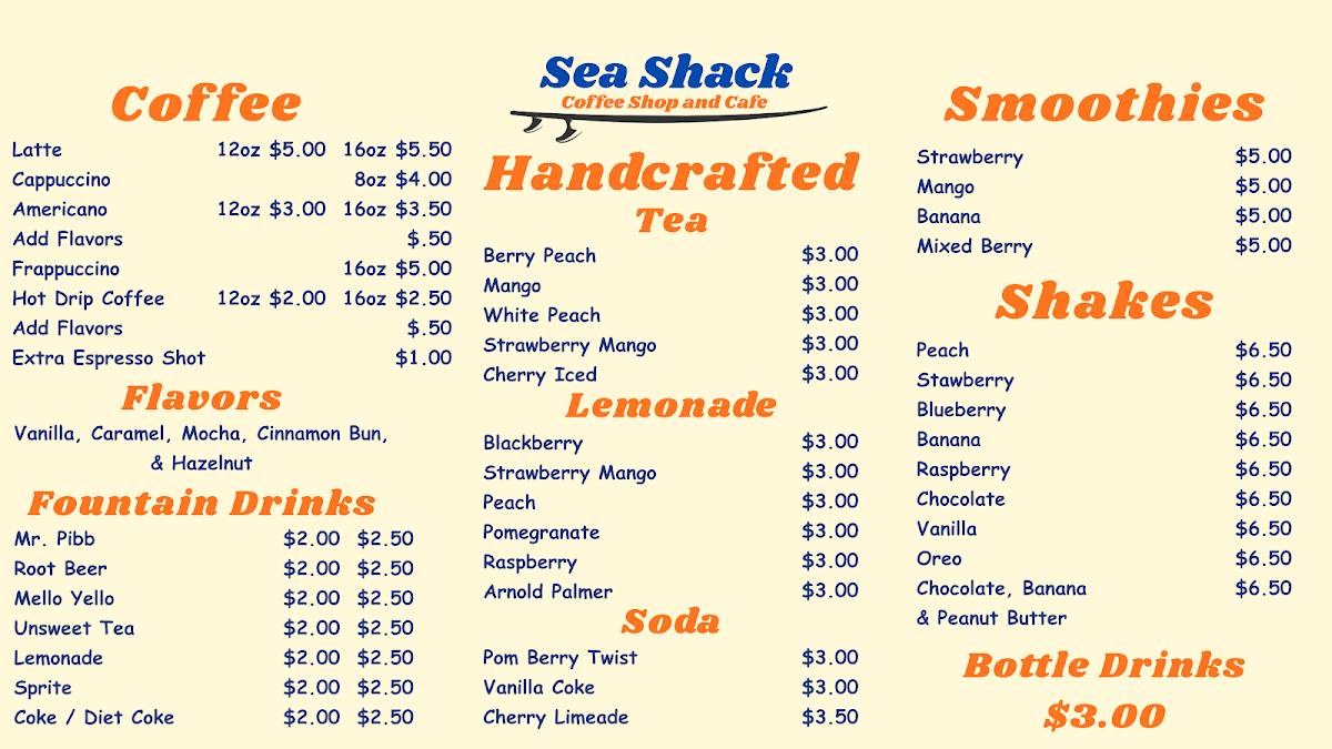 Sea Shack меню