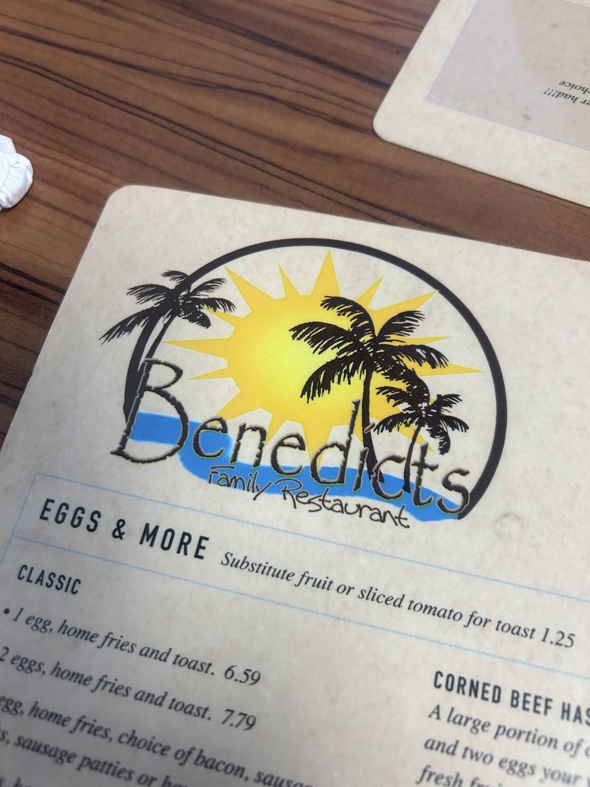 Benedict's меню