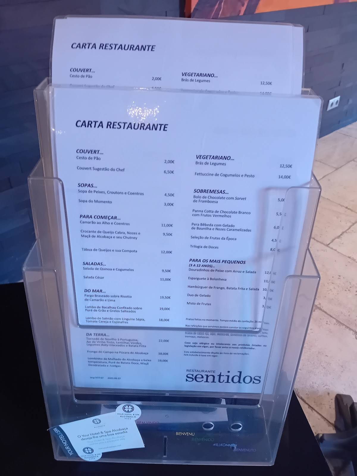 Sentidos меню