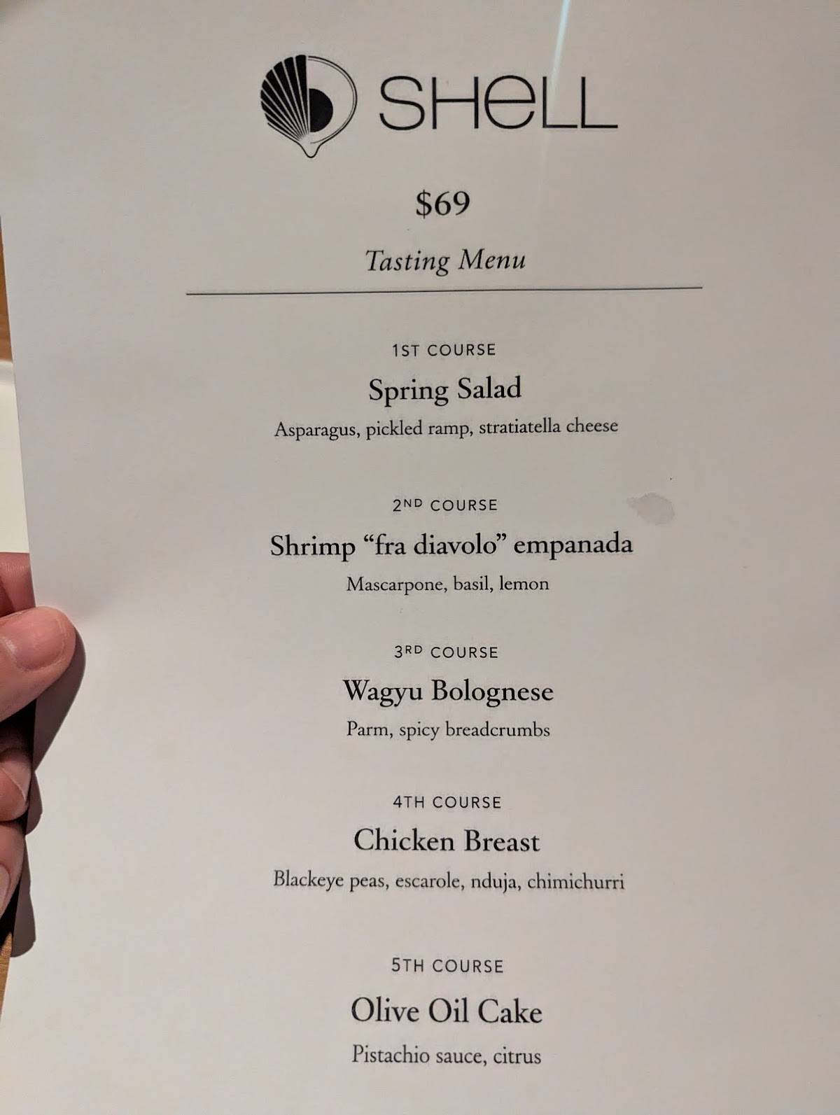 Shell Restaurant меню