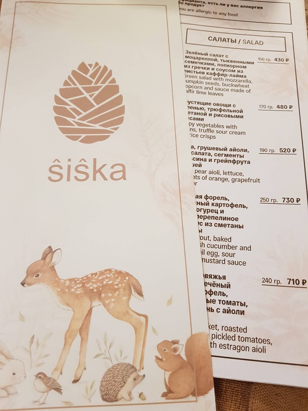 Shishka меню