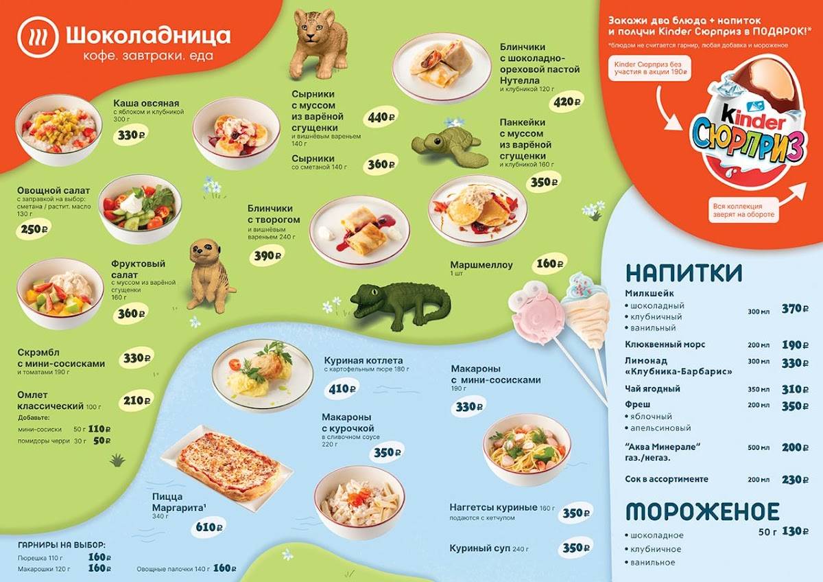 Шоколадница меню