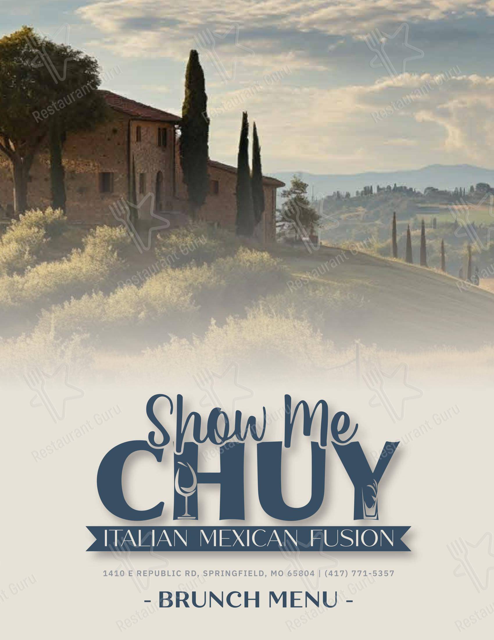 菜单 ресторана Show Me Chuy в Спрингфилде