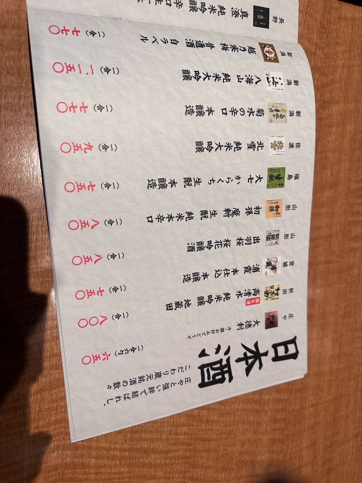 Shōya меню