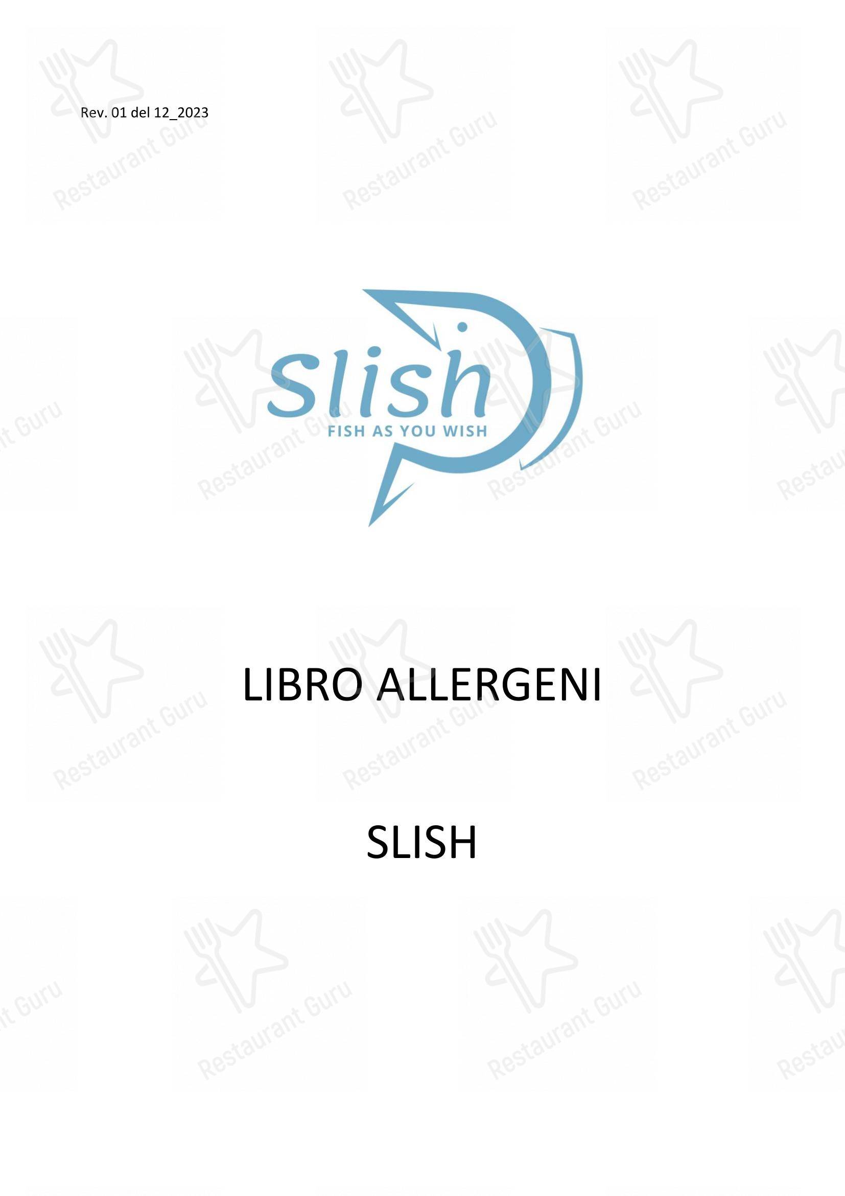 Меню напитков ресторана Slish